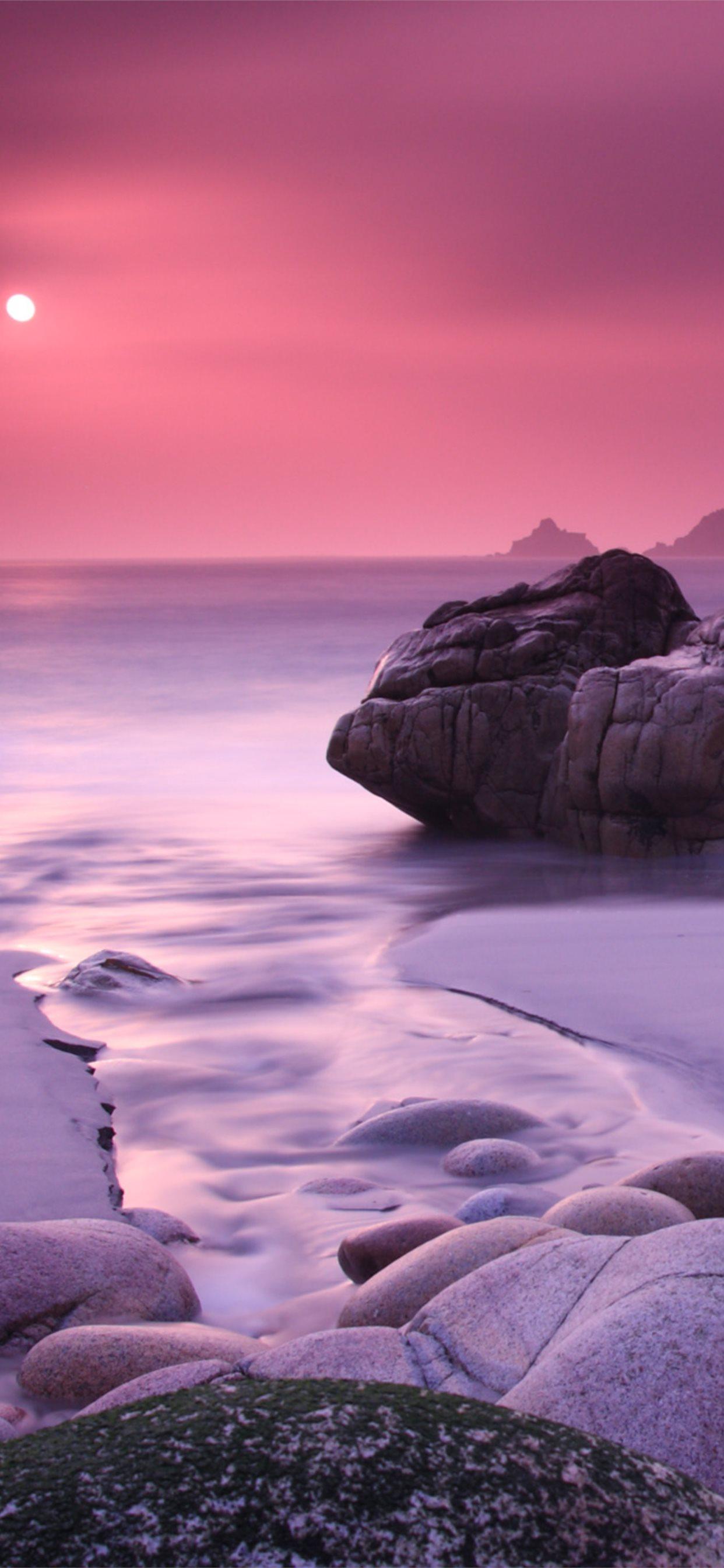1242x2688 rock beach cool sunset iPhone X Wallpaper Free Download