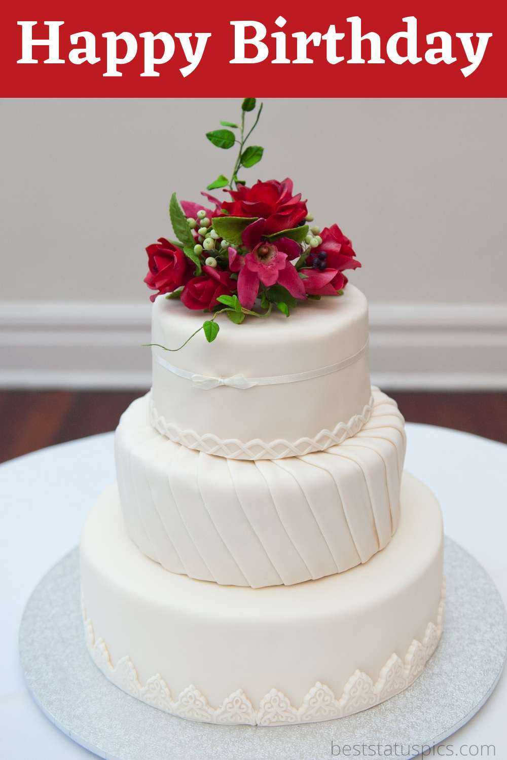 1000x1500 Best Happy Birthday Image With Cake and Flowers Status Pics