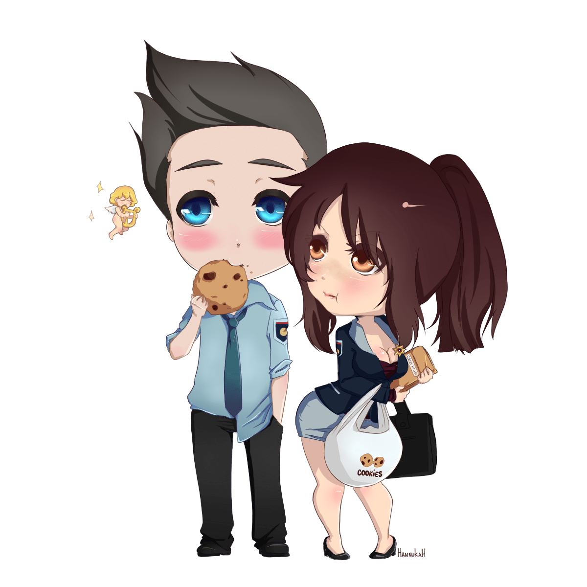 1200x1200 Chibi Anime Couple PNG Background Image