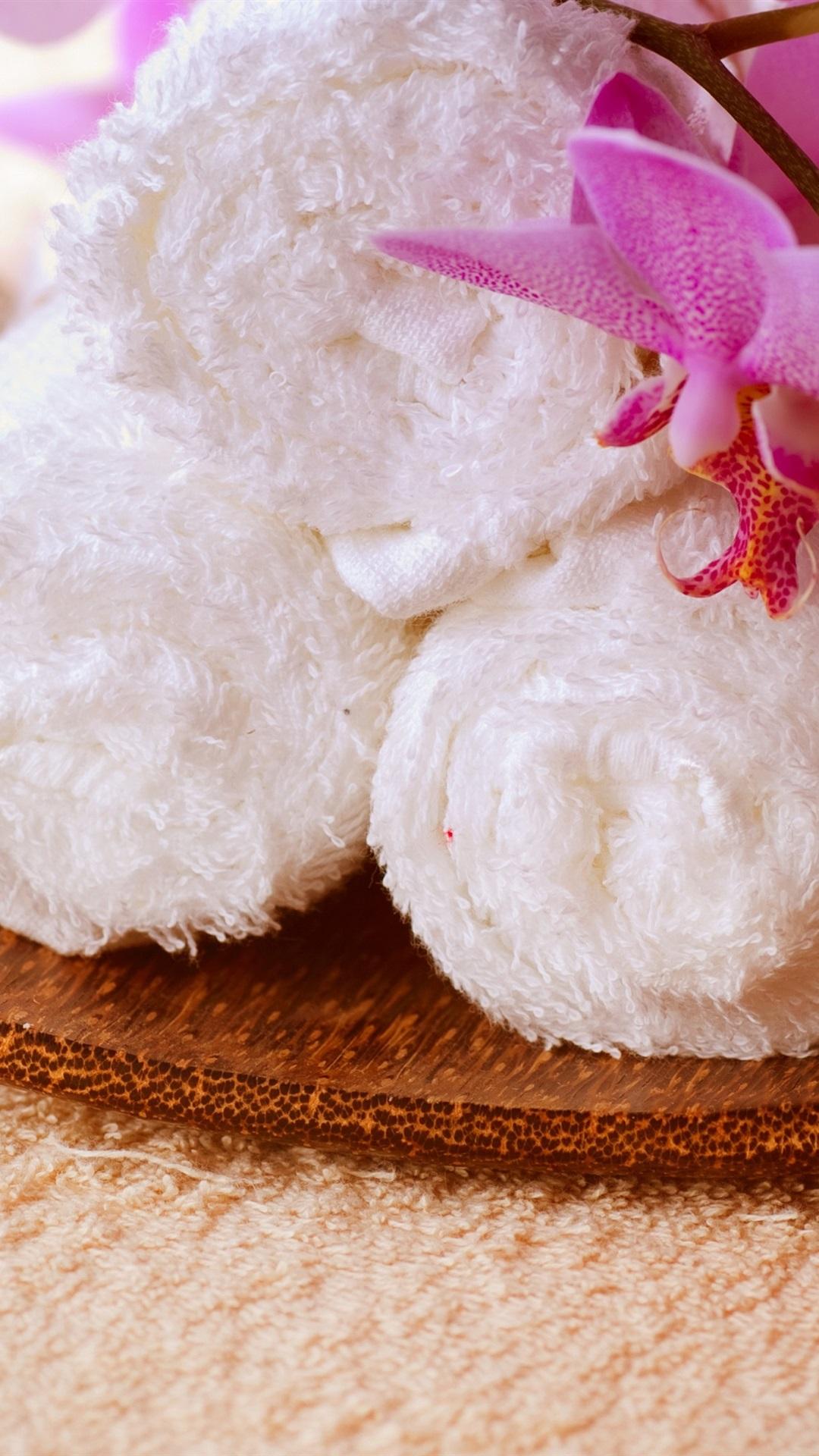 1080x1920 Orchid, Towel, Soap, Candles, SPA 1080x1920 IPhone 8 7 6 6S Plus Wallpaper, Background, Picture, Image