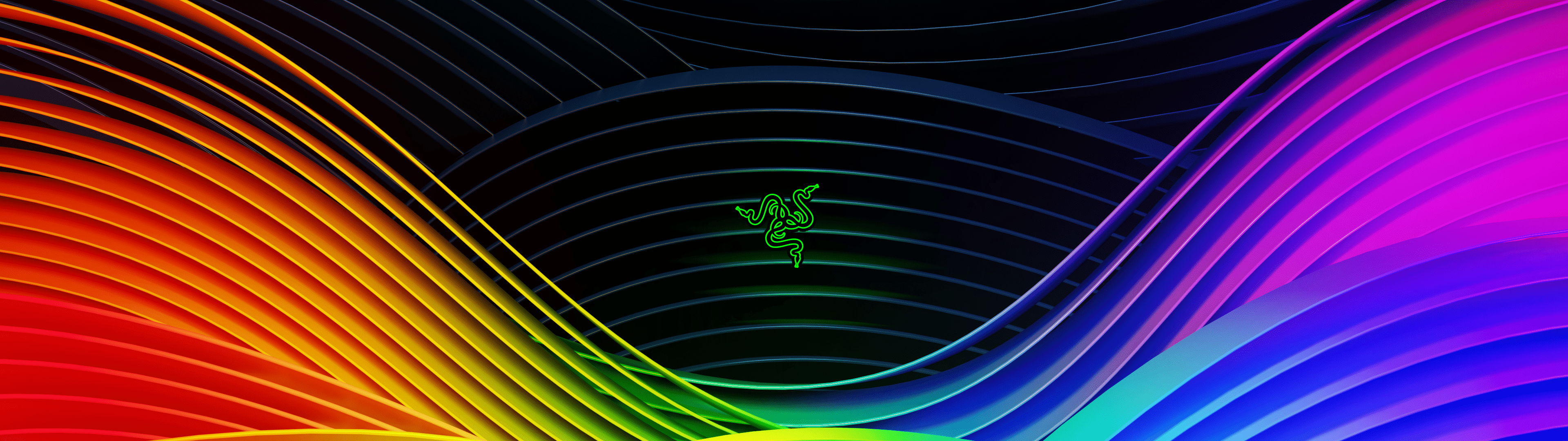 3840x1080 Razer Wallpaper 4K, Colorful, Spectrum, Waves, Ridges