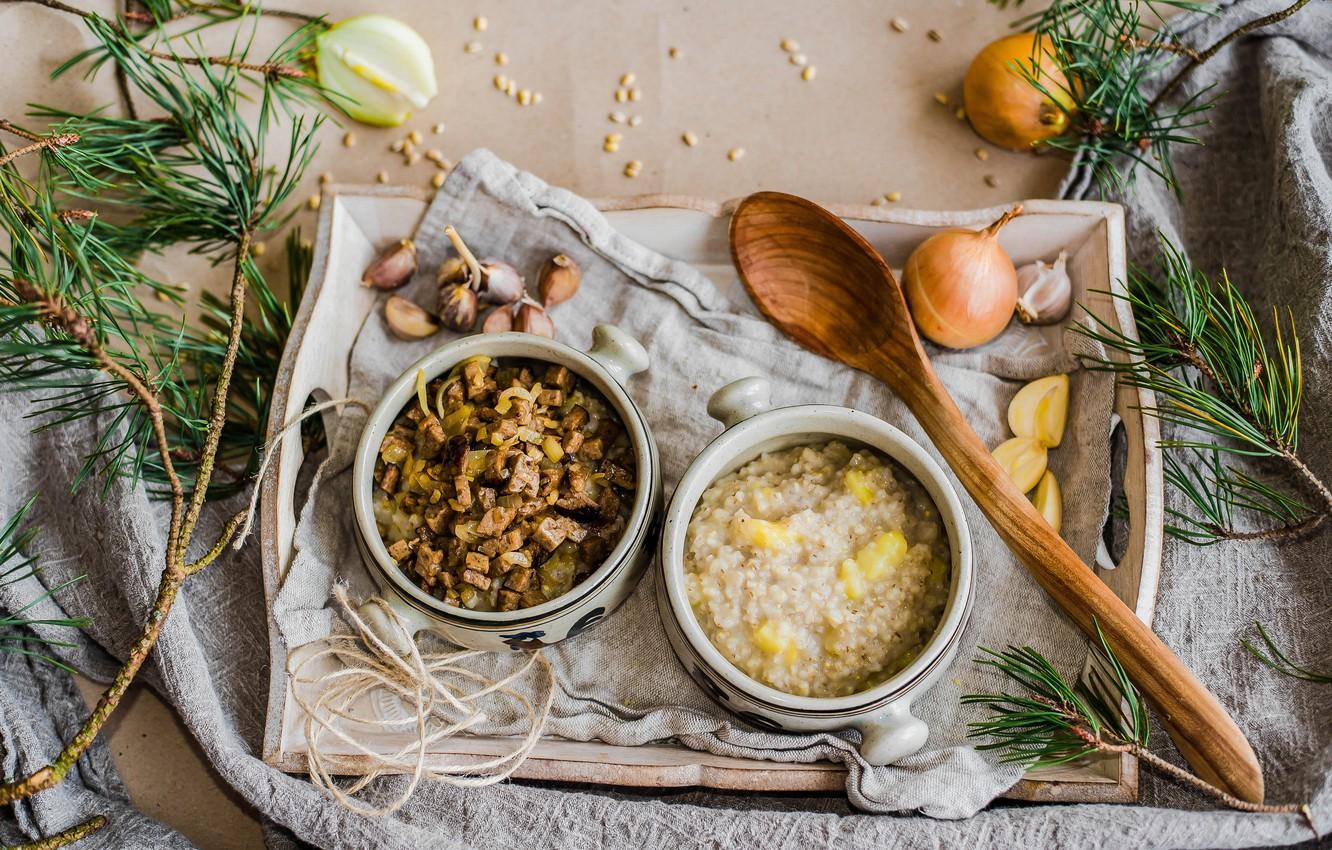 1332x850 Wallpaper photo, Spoon, Food, Onion, Garlic, Porridge image for desktop, section еда
