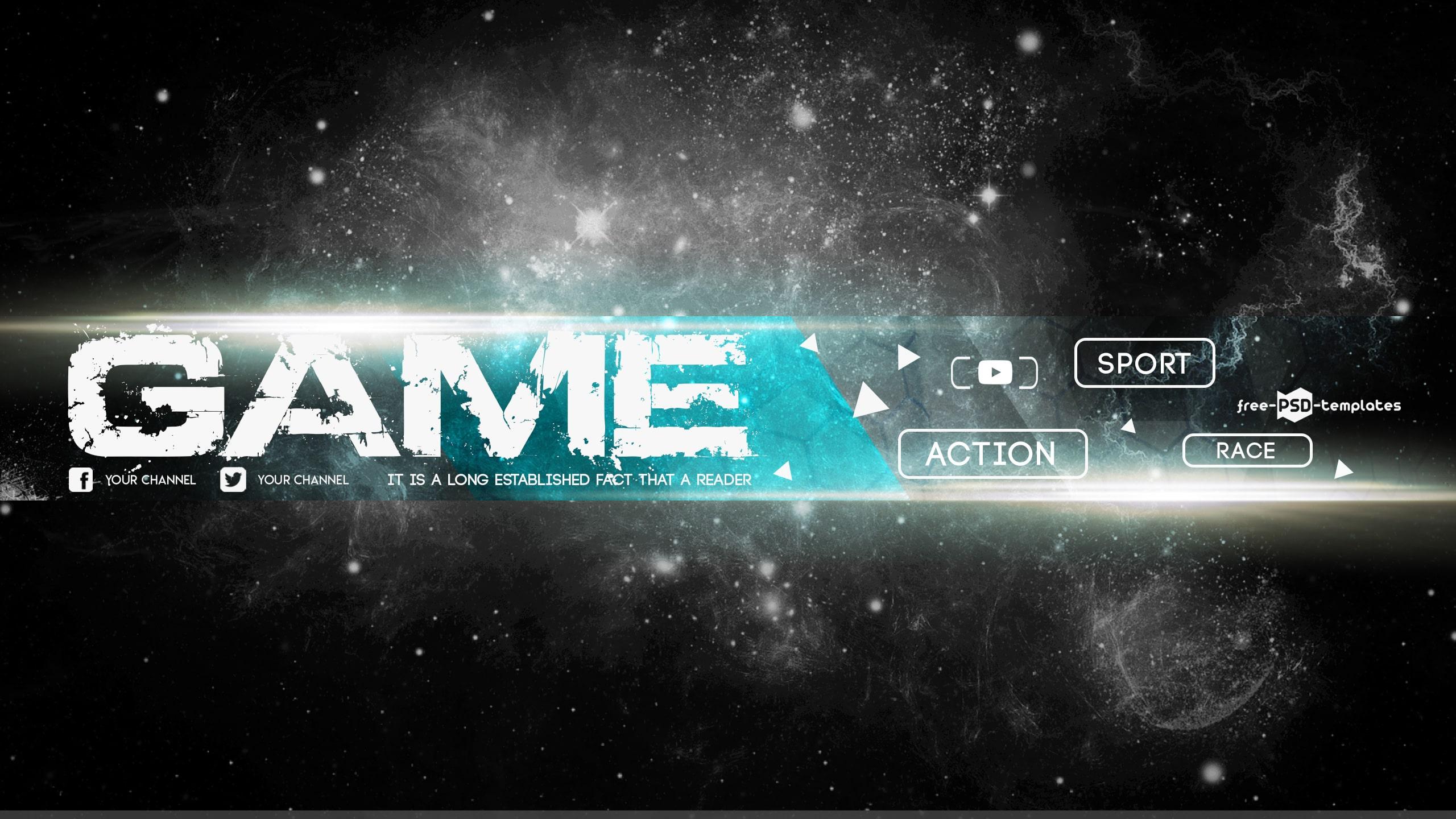 2560x1440 Free Game YouTube Banner Template PSD Templates