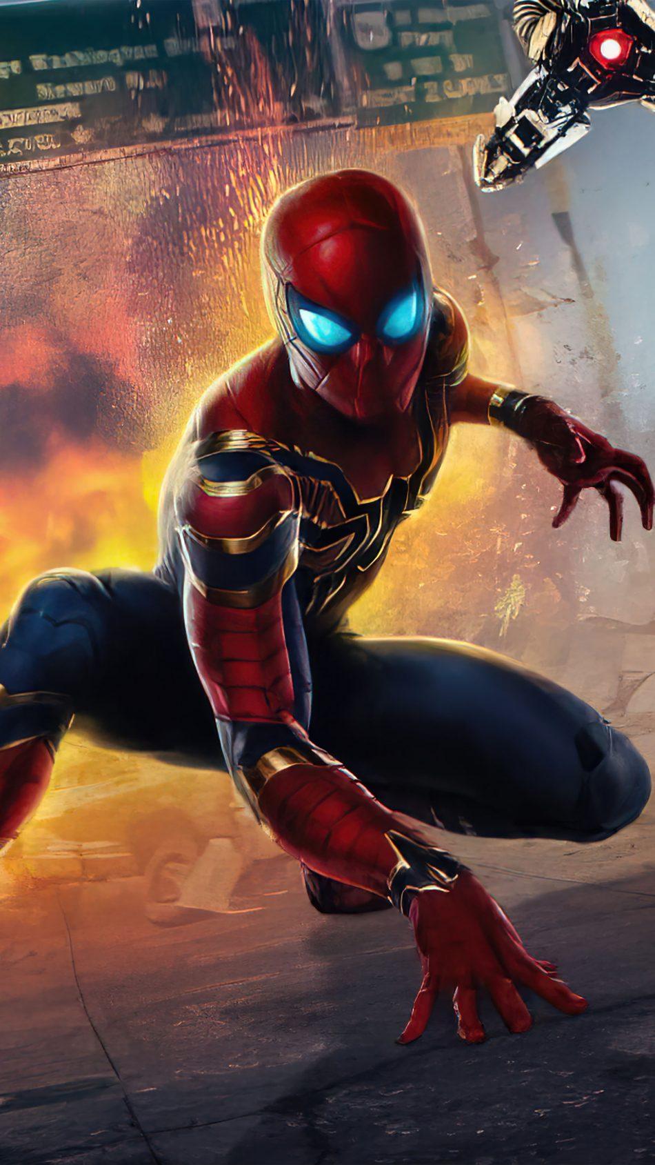 950x1689 Spider Man Explosion No Way Home 4K Ultra HD Mobile Wallpaper