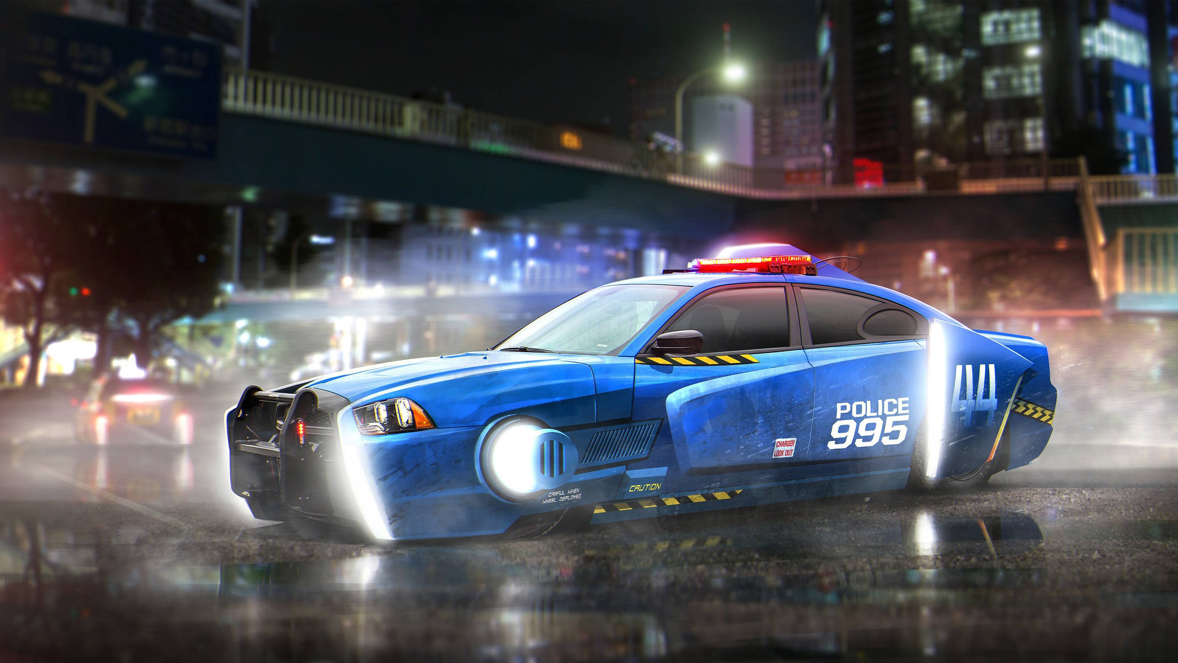 3840x2160 Blade Runner Spinner Dodge Police car 4K Wallpaper