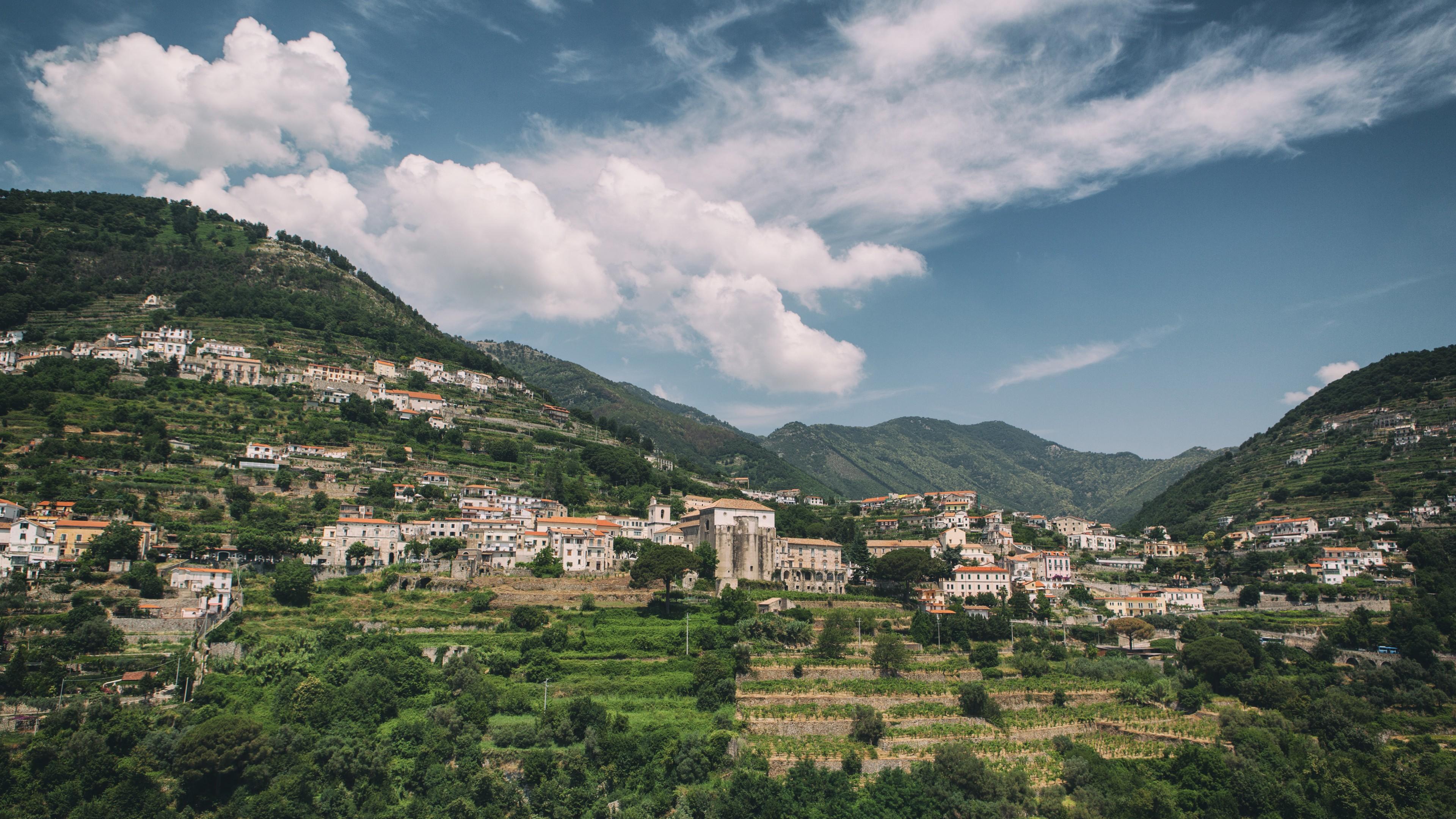 3840x2160 Wallpaper Ravello, 5k, 4k wallpaper, 8k, Amalfi Coast, Italy, hills, trees, sky, Nature