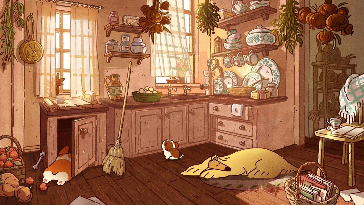 1200x675 Anime Background Art Corgi by