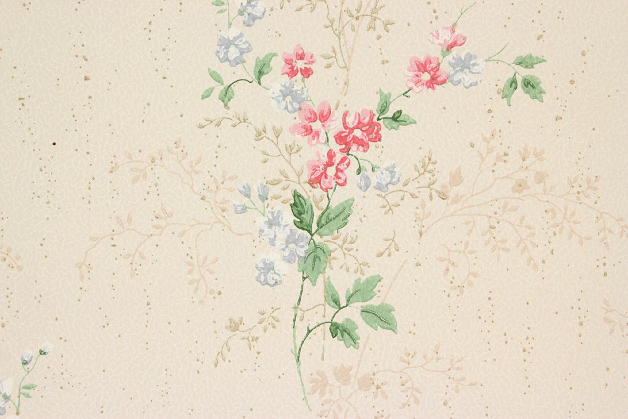 2048x1366 1940s Vintage Wallpaper Pink and Blue Flower Bouquets's Vintage Wallpaper