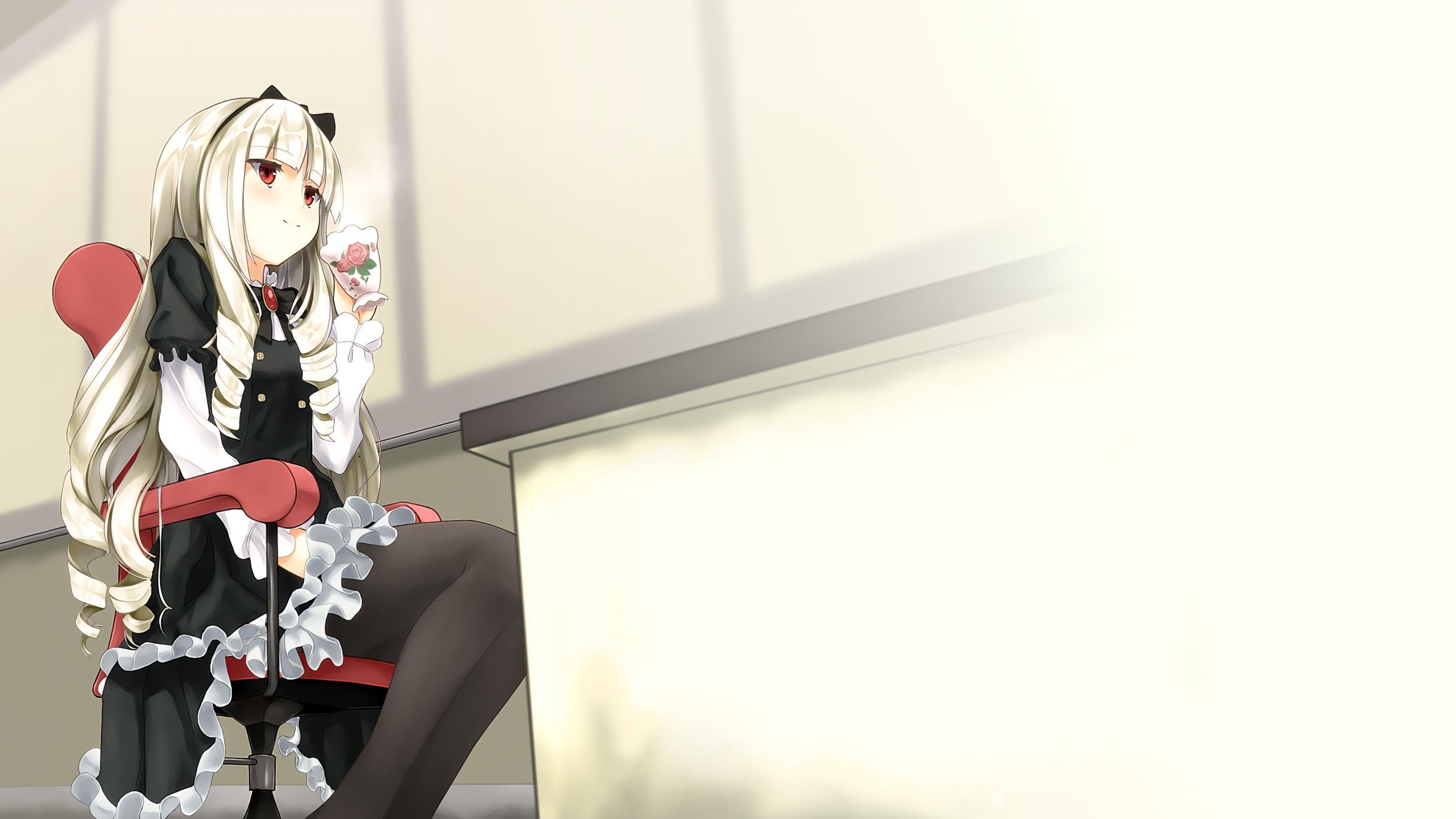 3172x1784 Wallpaper Shirobako, Blonde, Dress, Driking, Ogasawara Rinko, Smile:3172x1784