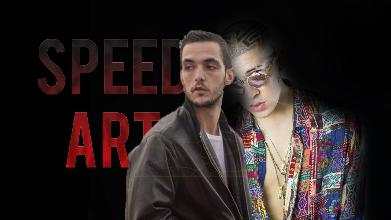 1280x720 Speed Art / Wallpaper Bad bunny, c.tangana, Mishii