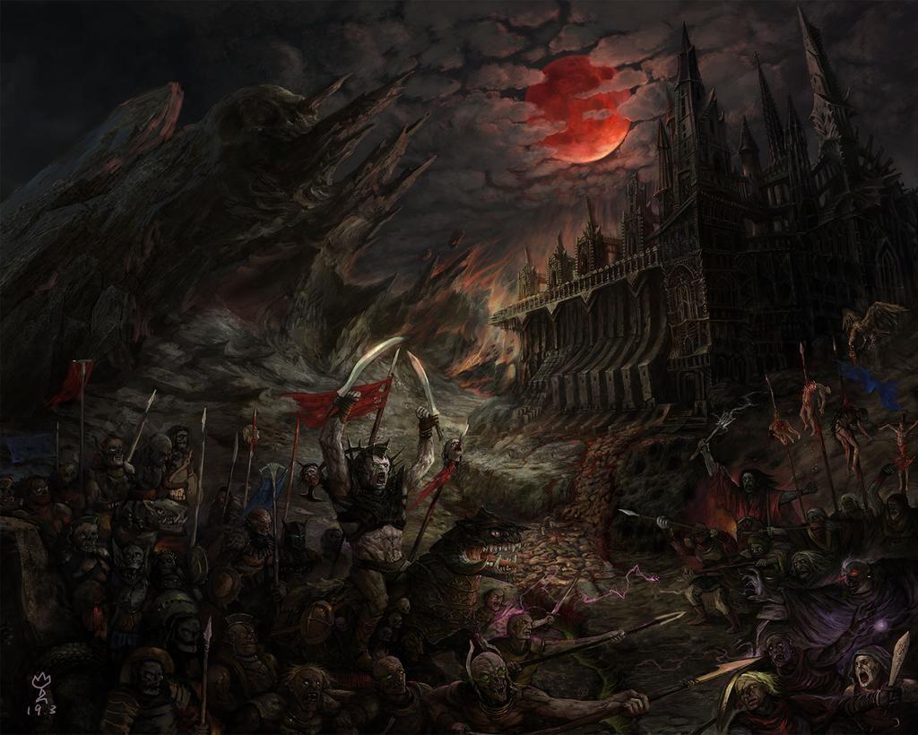 1024x820 Infant Annihilator Battle of Yaldabaoth album art by Guang Yang. Album art, Digital artist, Artist
