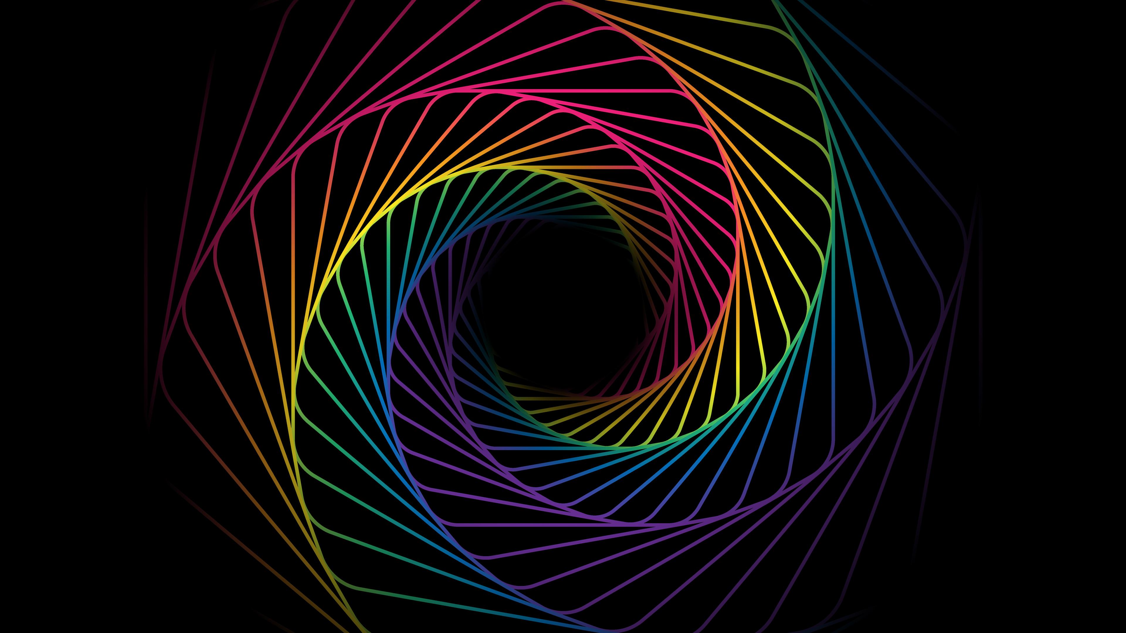 3840x2160 Free download Cosmic Rainbow Swirl Spiral Black background Multicolor 4k [3840x2160] for your Desktop, Mobile & Tablet. Explore Multi Color 4k Wallpaper. Multi Color Background, Multi Color Wallpaper, Multi