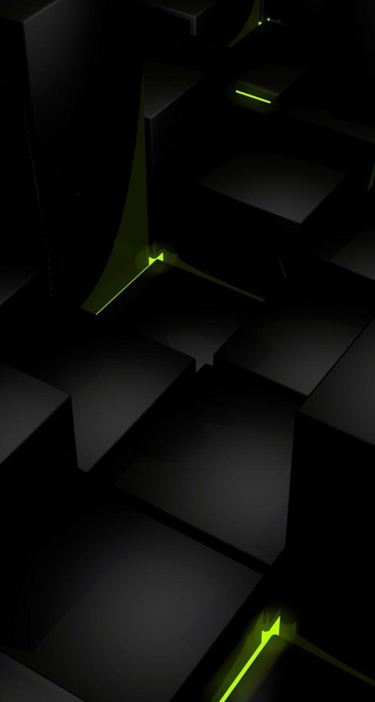 744x1392 Black 3D Cubes iPhone Wallpaper