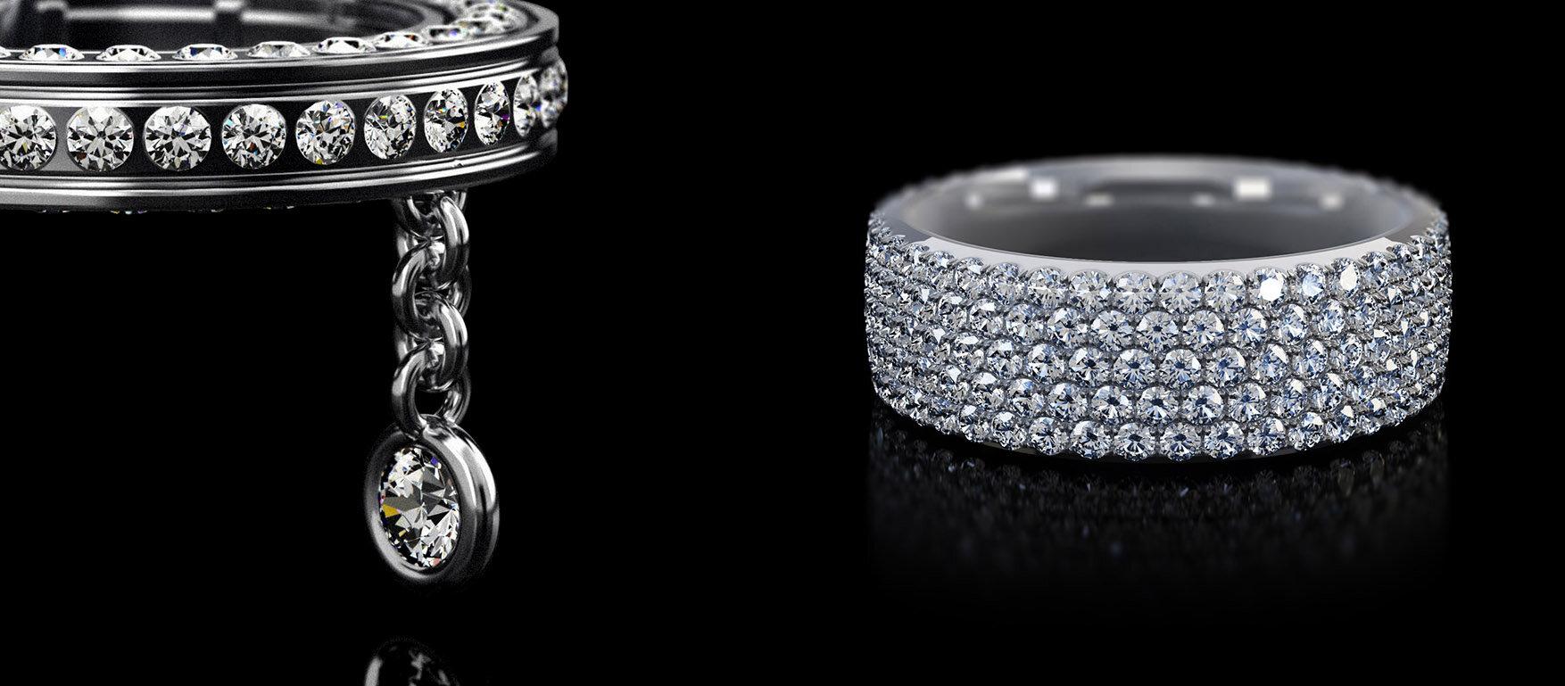 1754x769 3D jewellery rendering and photography. CAD rendering of Diamond Rings, Gemstones & Luxury Products