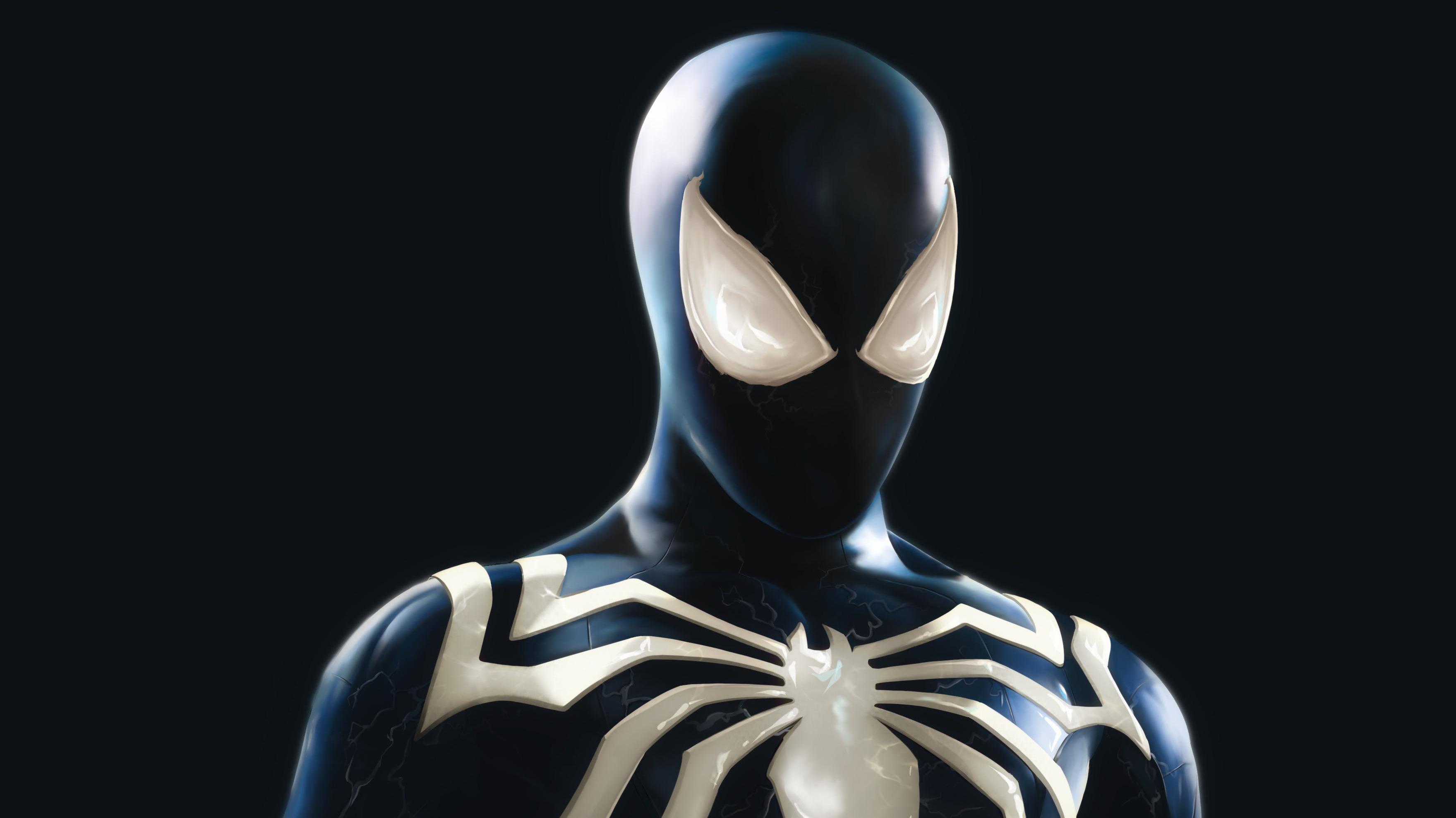 Черный человек паук на обои. Spider man ps4 черный костюм. Spider man Symbiote. Черный человек паук ps4.