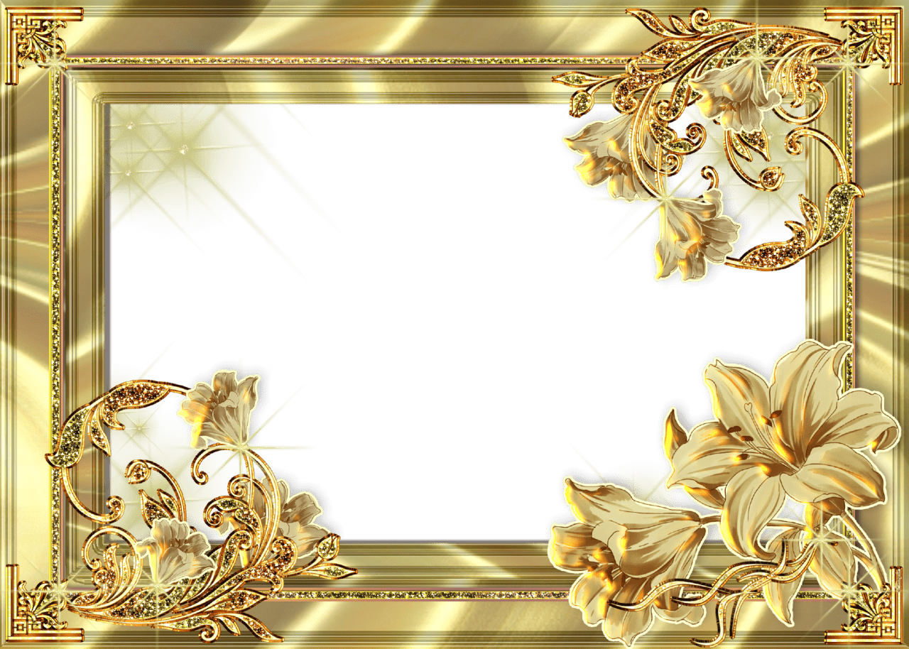 1280x914 Download Gold Flower Frame Photo HQ PNG Image