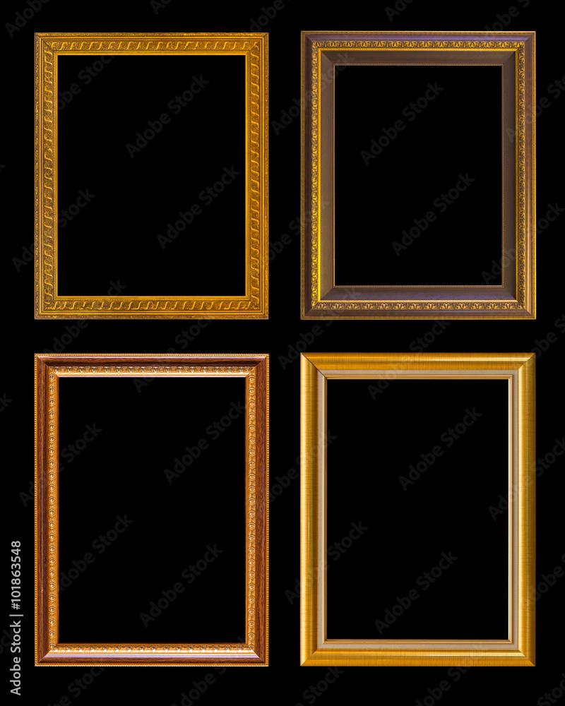 800x1000 Gold frame Elegant vintage Isolated on black background
