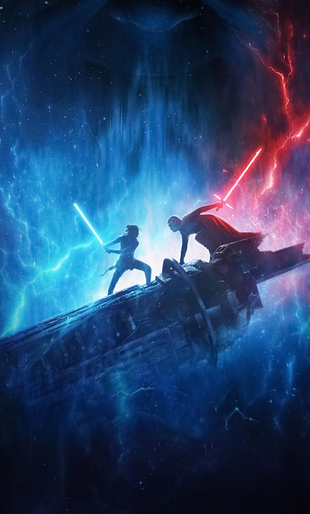 1280x2120 Download Star Wars: The Rise of Skywalker, Kylo Ren and Rey, 2019 movie wallpaper, 1280x iPhone 6 Plus