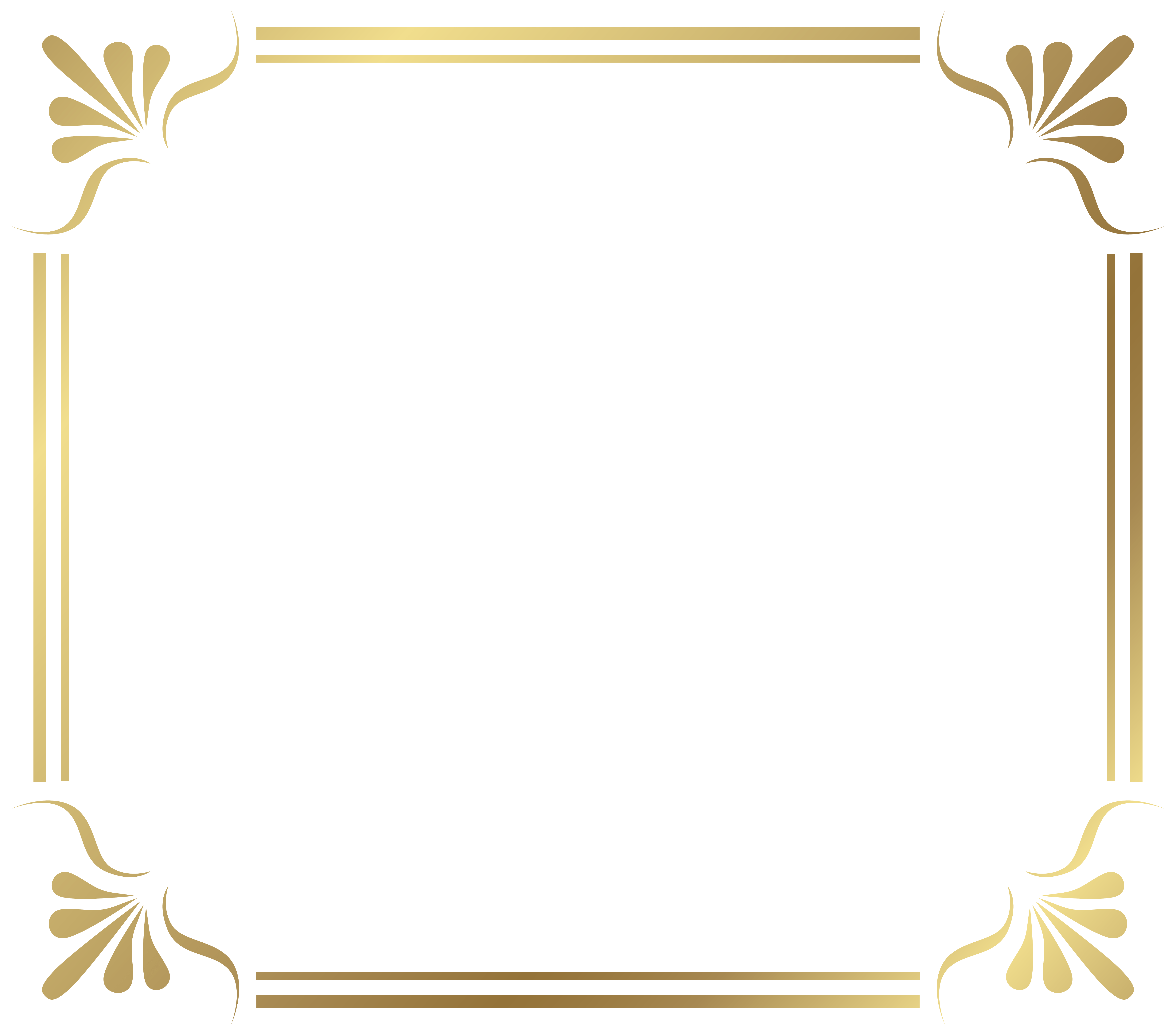 6182x5443 Golden Border PNG For Photo, Picture Frame Transparent PNG Logos