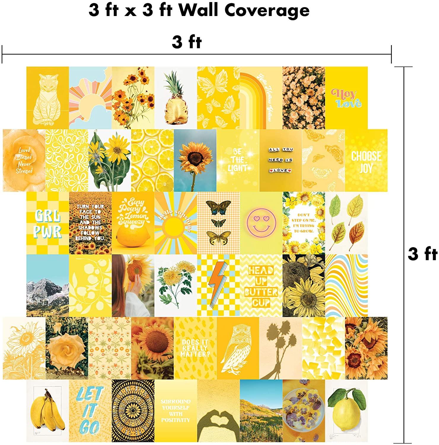 1481x1500 Yellow Wall Collage Kit Aesthetic Picture 50 set, Sunny Summer Room Decor for Teen Girls, College Dorm Wall Decor, Photo Collection : Everything Else