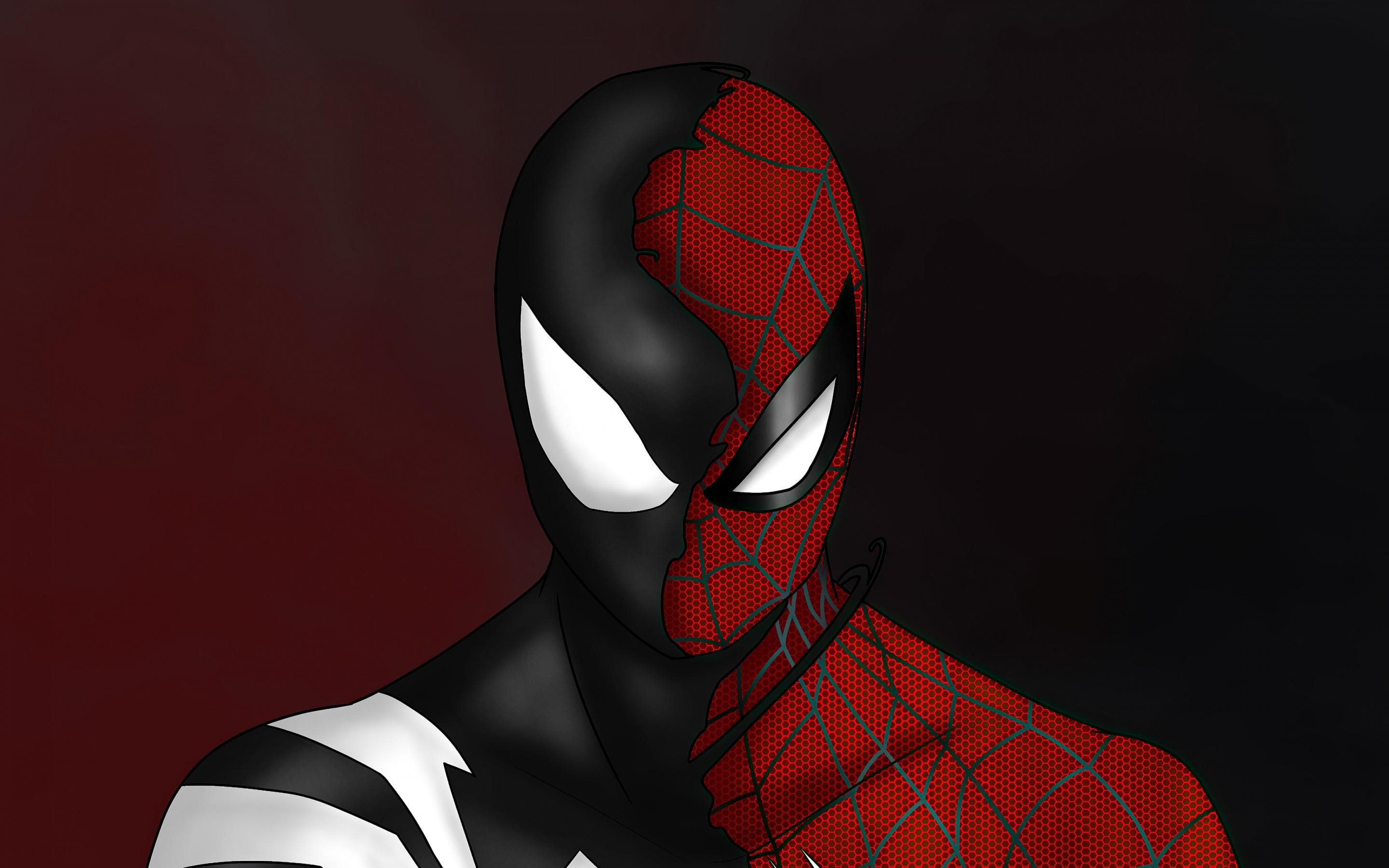 2880x1800 Wallpaper 4k Spider Man Custom Symbiote Red Suit Split 4k Wallpaper