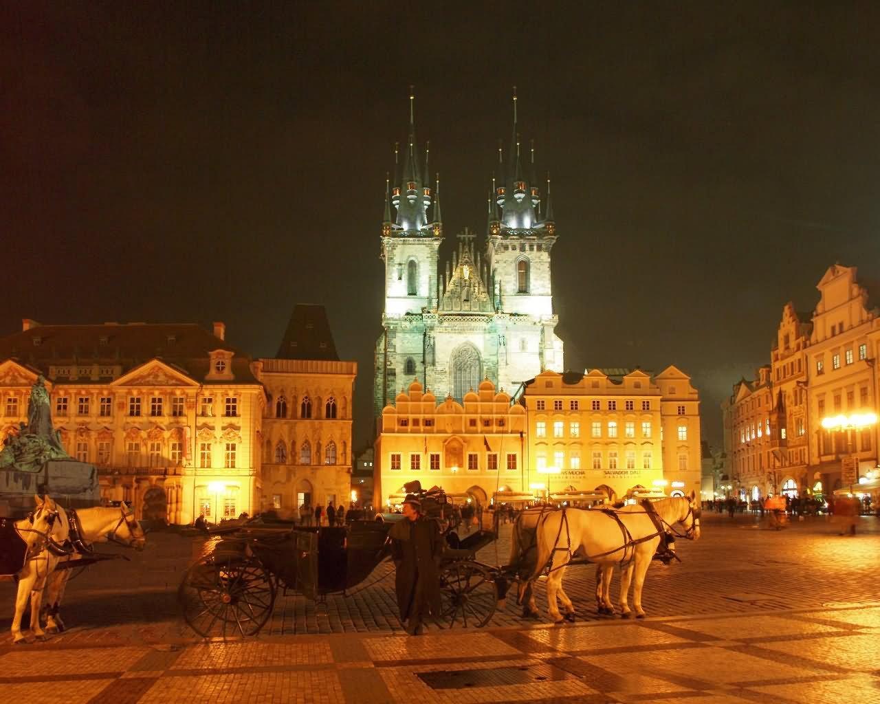 1280x1024 Most Incredible Old Town Square, Prague Night Picture And Photo