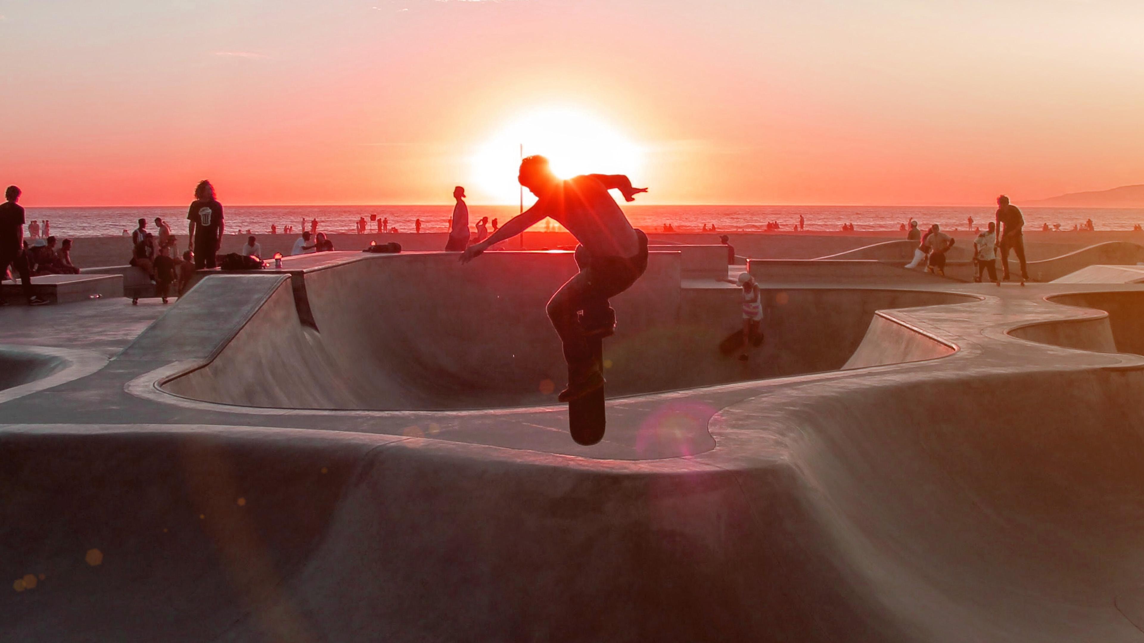 3840x2160 wallpaper for desktop, laptop. skateboard extreme sports summer flare red