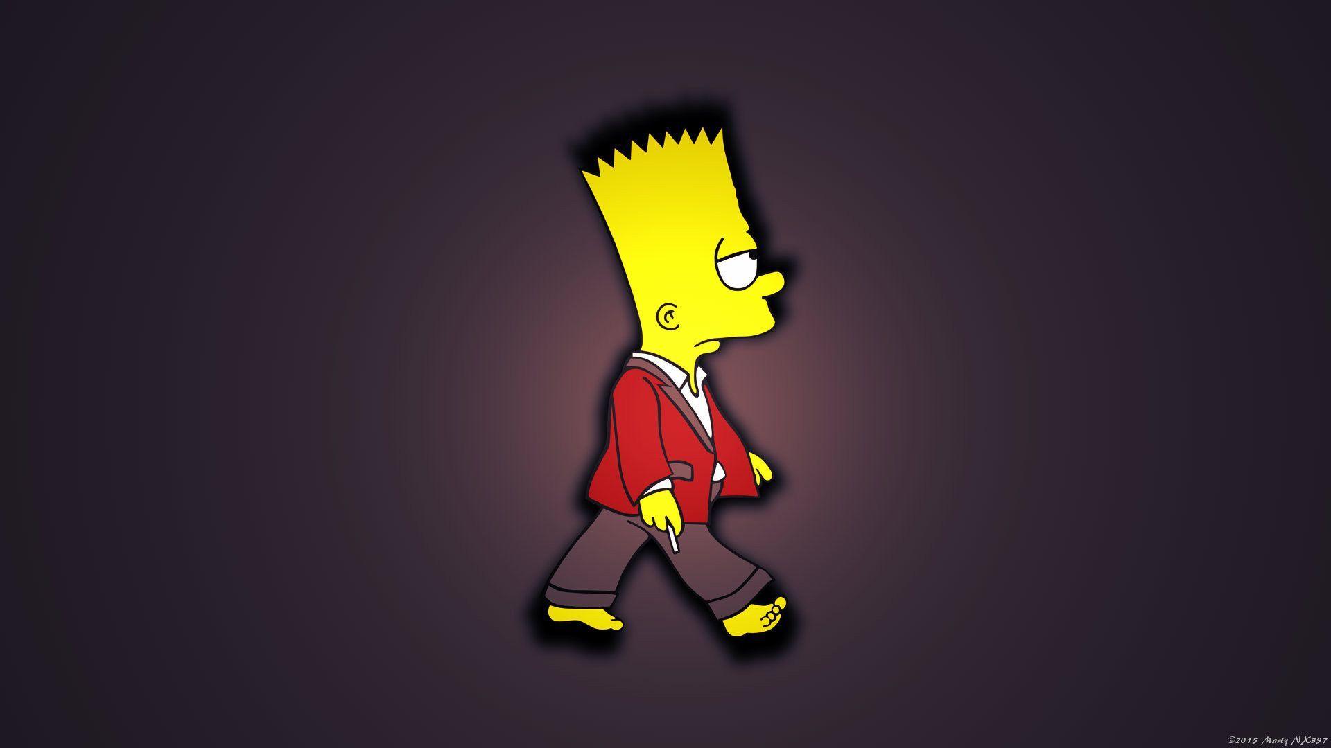 Download Sad Bart Simpsons On Desk Wallpaper