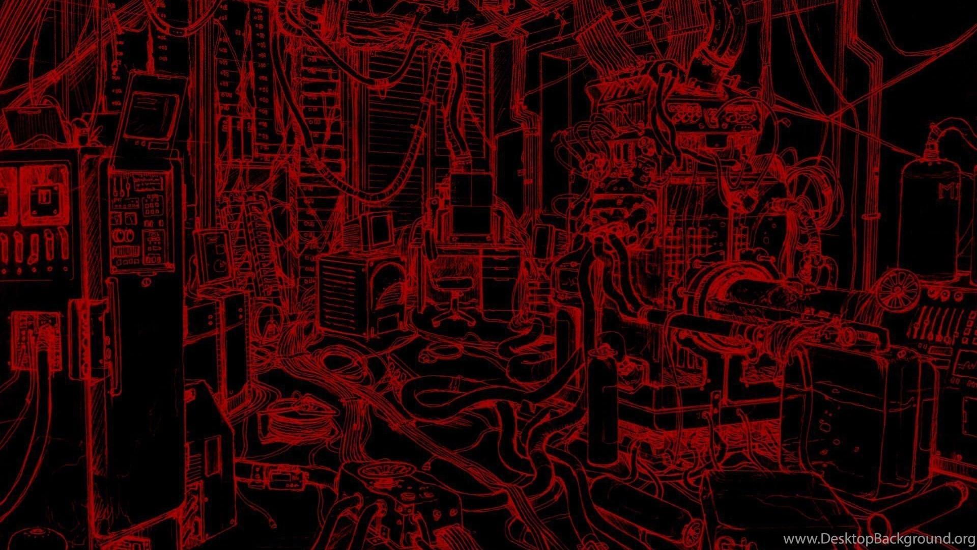 1920x1080 Science Black Computers Dark Red Technology Wires Wallpaper. Desktop Background