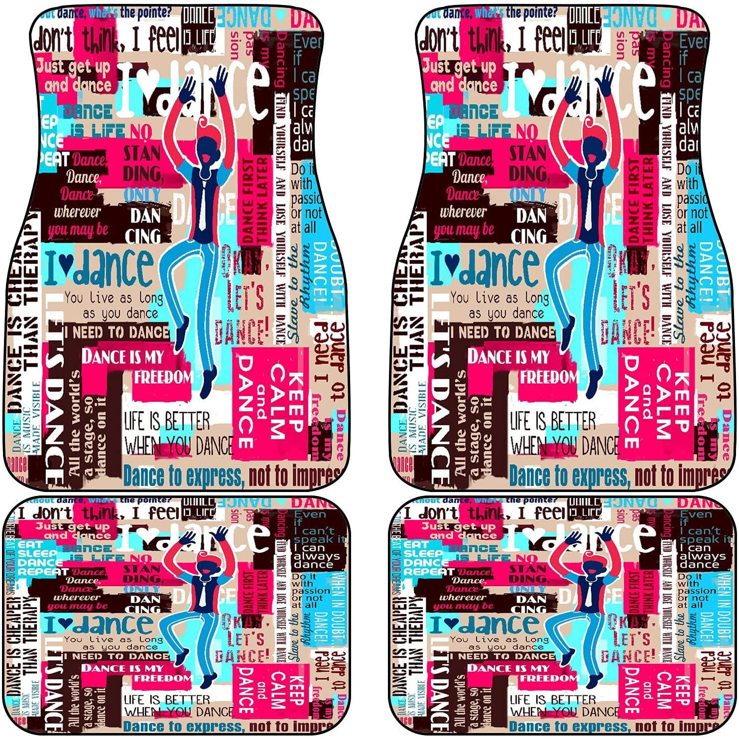1484x1484 NANITHG Floor Mats, dance sayings and quotes collage lettering wallpaper, Carpet Car Floor Mat car mats All Weather car mat Heavy Duty Seat Rubber with Heel Pads Fit Car SUV Van Sedan Truck