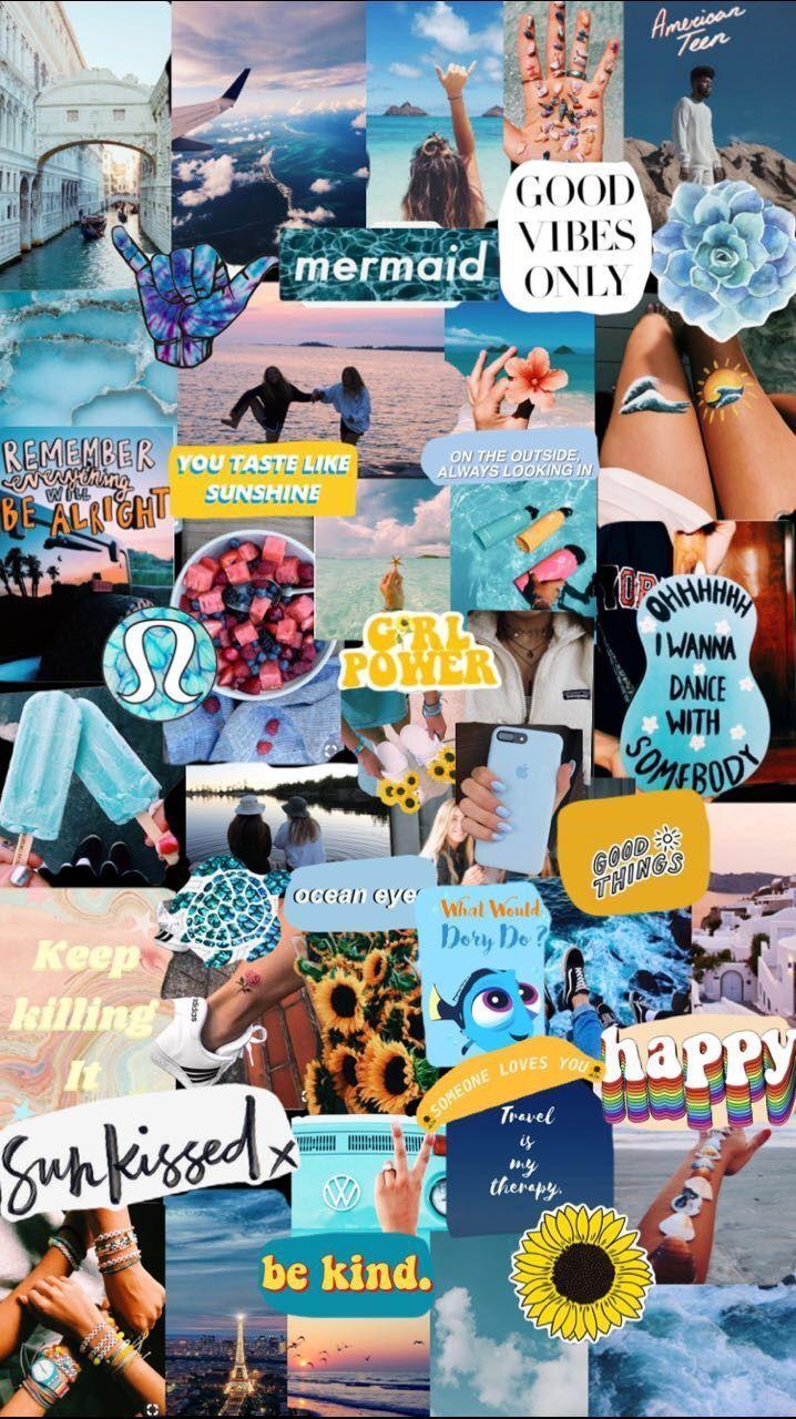 718x1280 iPhone Aesthetic Tumblr Collage Wallpaper