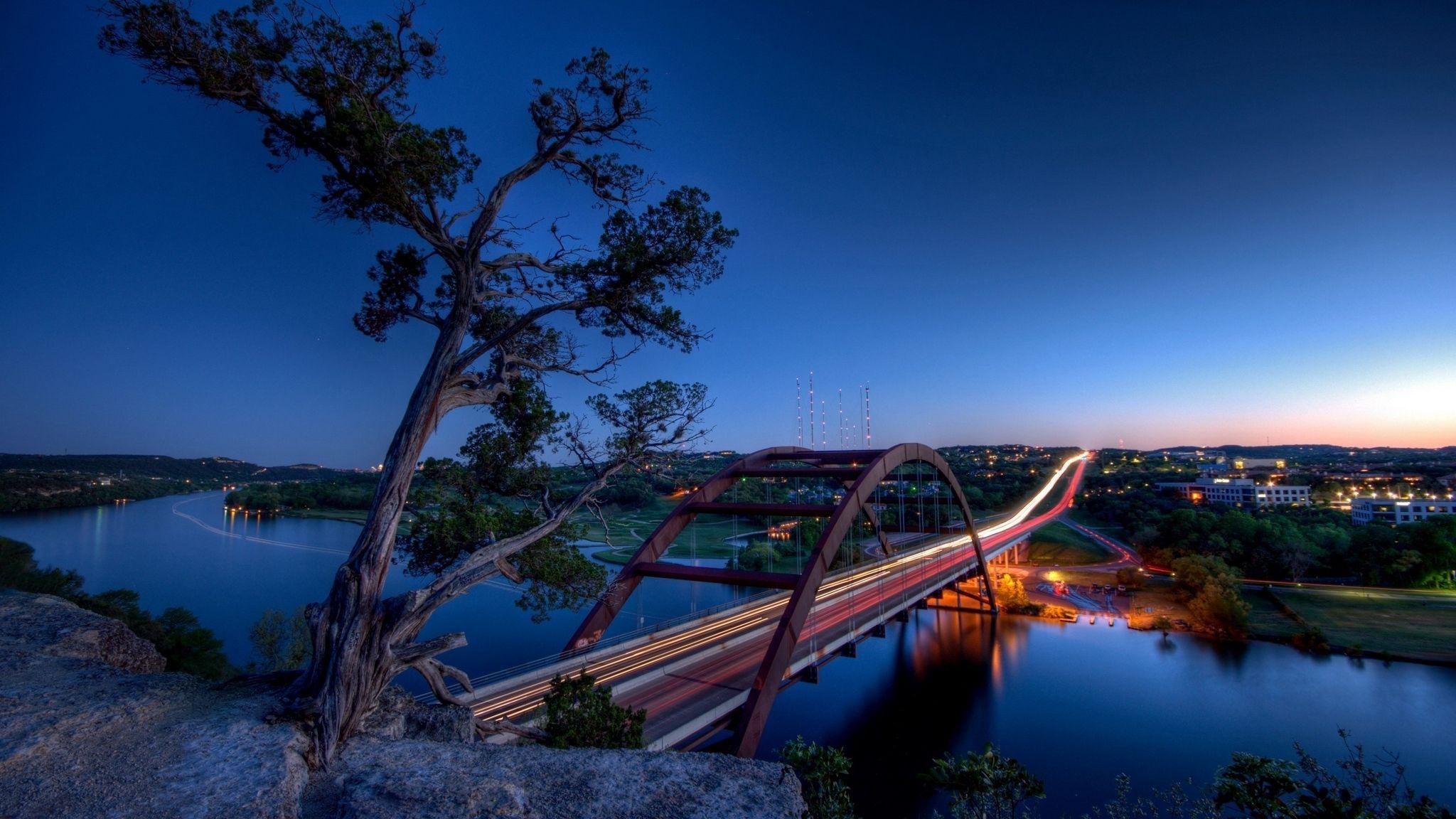 2048x1152 Download wallpaper 2048x1152 texas, austin, pennybacker bridge, hdr