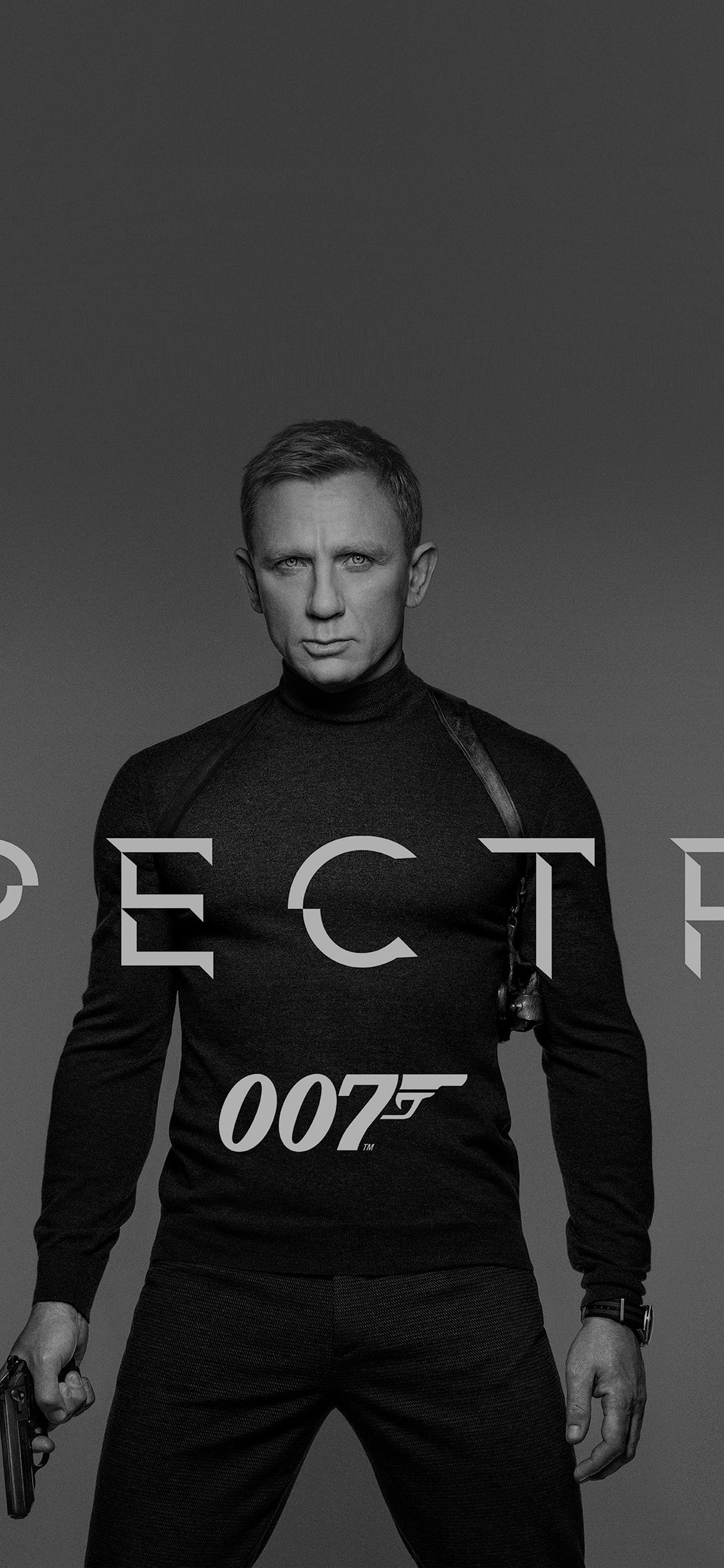 1125x2436 James Bond 007 Spectre Movie Film Poster Dark Bw Wallpaper