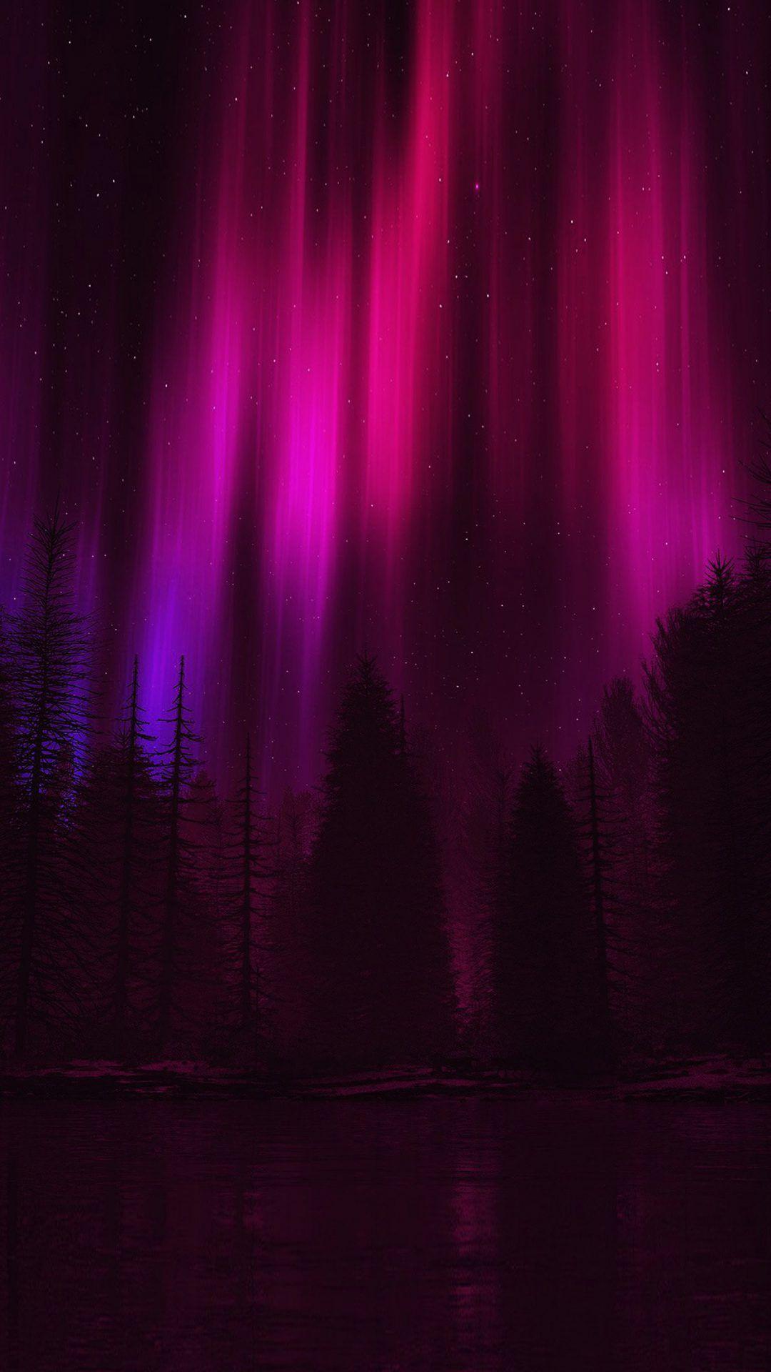 1080x1920 Aurora Night Sky Dark Red Nature Art for iPhone