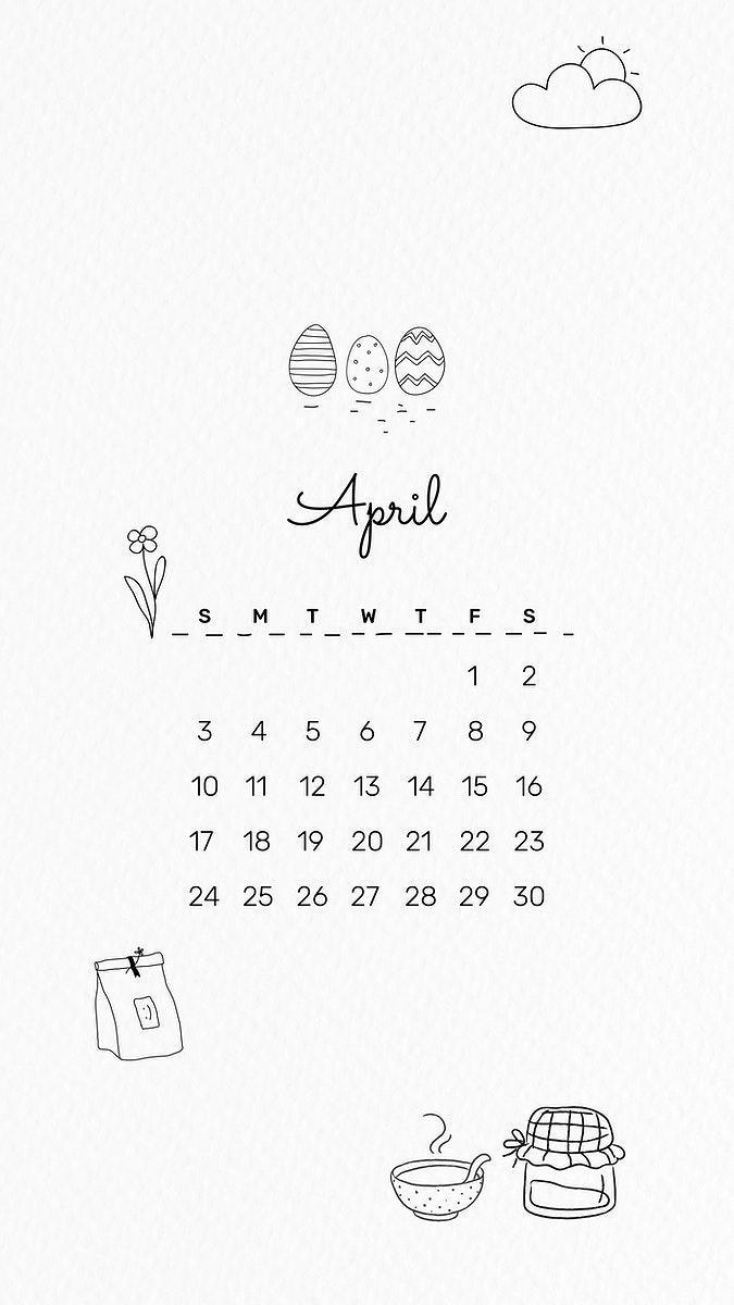 675x1200 Cute 2022 April calendar, printable