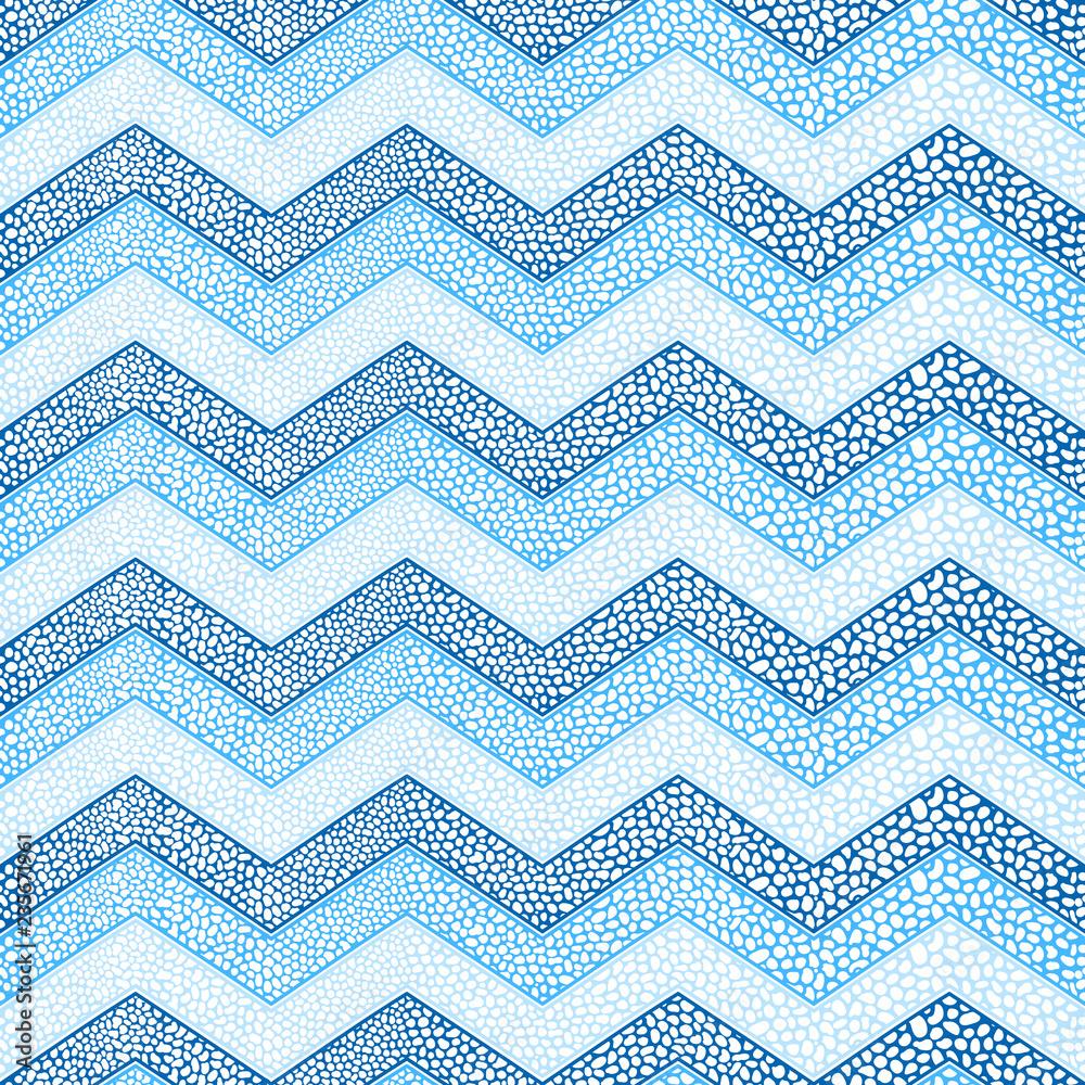 1000x1000 Seamless pattern of cute summer. Blue lines, zigzag. Sea illustration. Cartoon wallpaper. Vector background. Bright print. Stock Vector