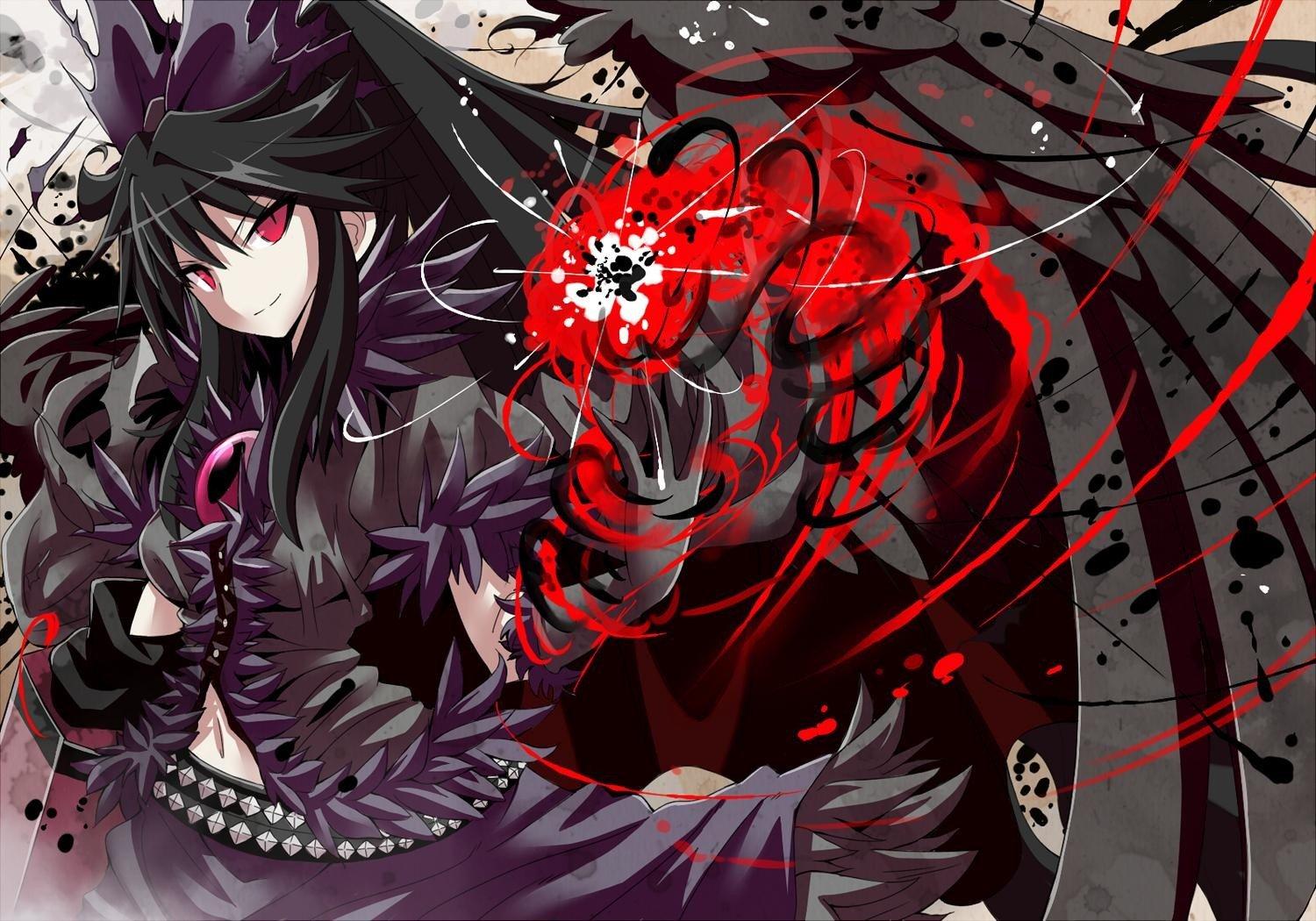 1500x1050 touhou, Wings, Red, Eyes, Anime, Reiuji, Utsuho, Anime, Girls, Black, Hair Wallpaper HD / Desktop and Mobile Background