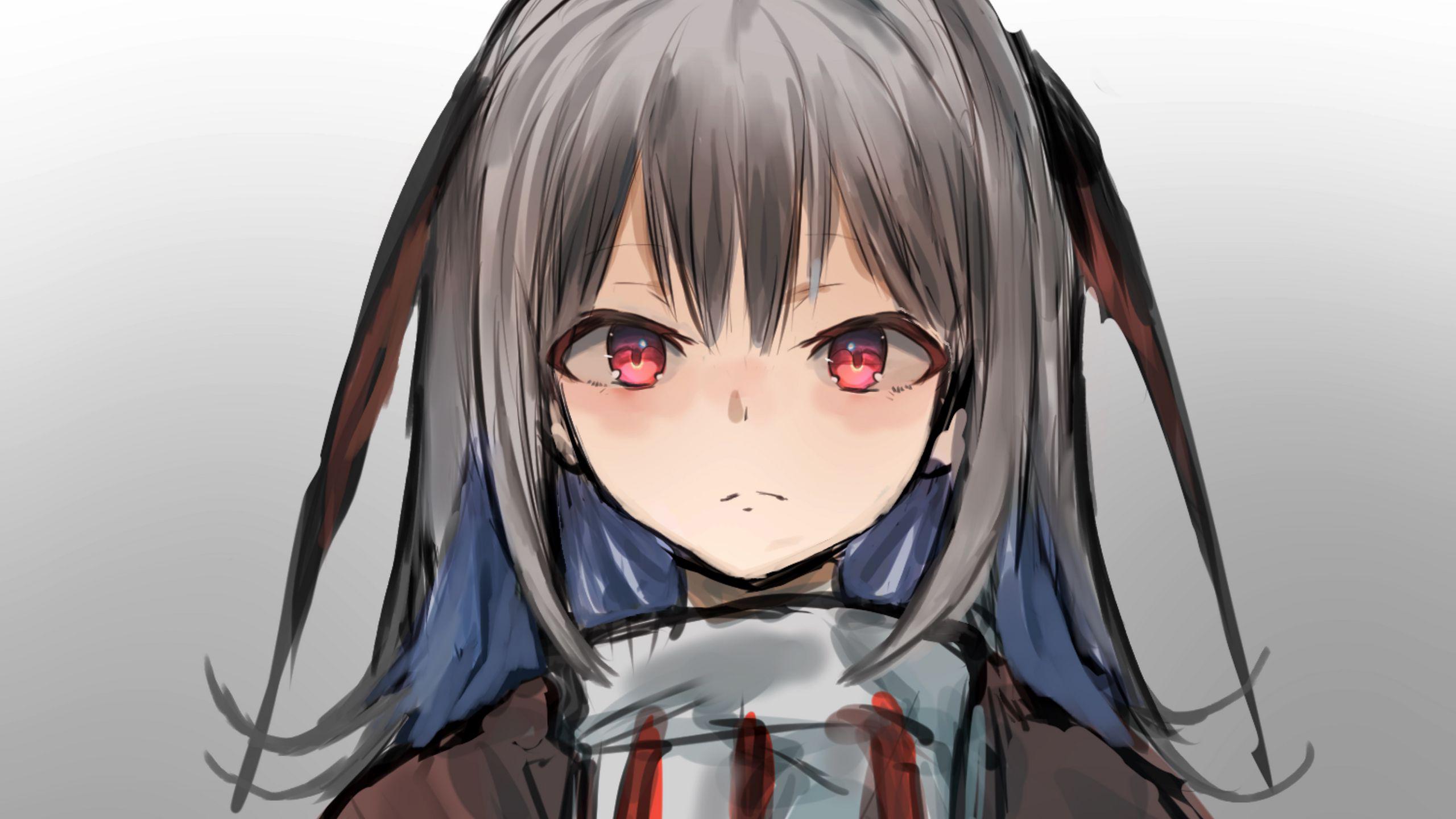 2560x1440 Red Eyes Black Hair Anime Girl HD Anime Girl Wallpaper