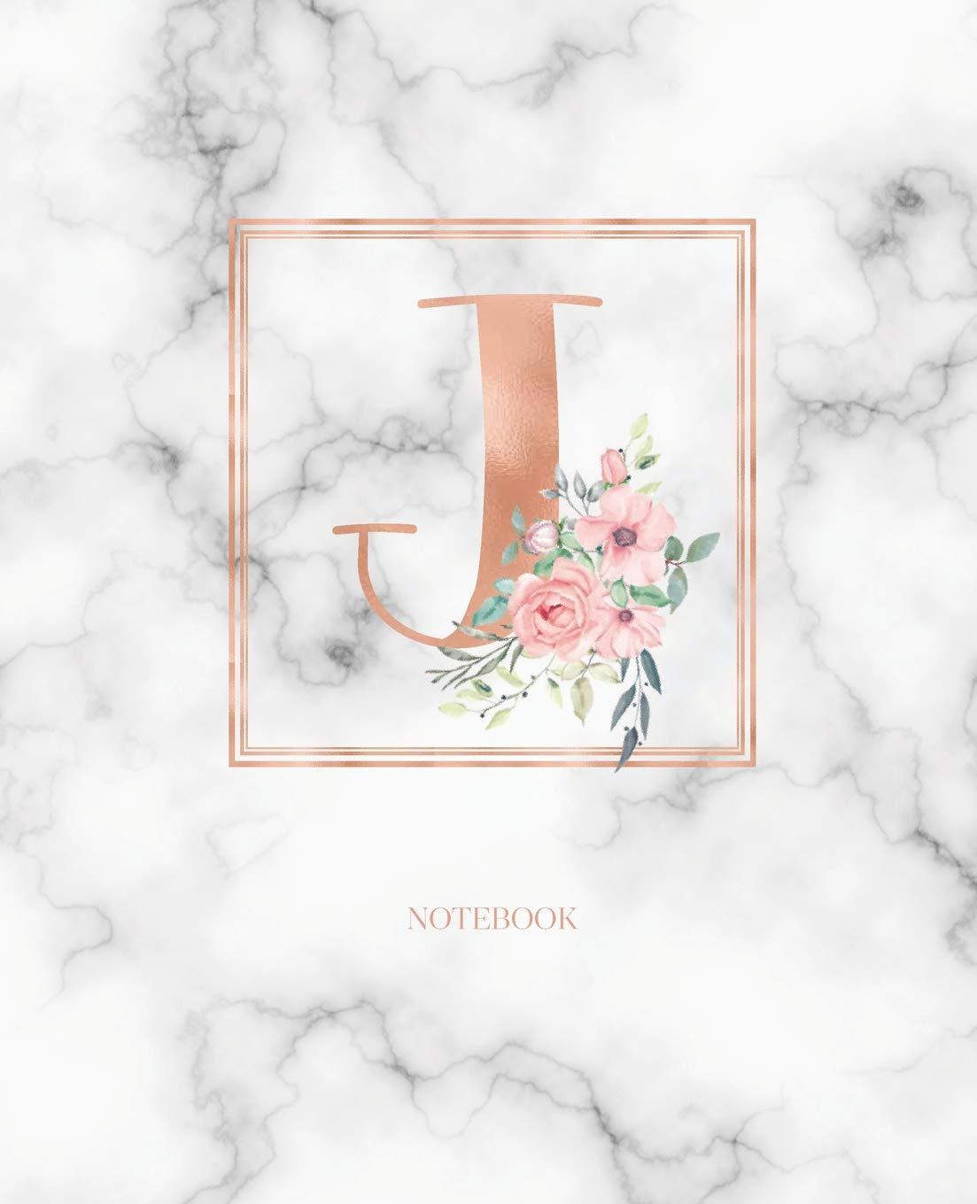 1103x1360 Notebook: Marble Rose Gold Monogram Initial Letter J with Marble and Pink Floral Notebook Journal for Women, Girls and School Wide Rule (7.5 in x 9.25 in): 9781790526154: Cute Little Journals: Books