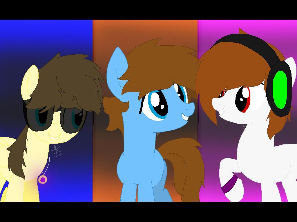 1024x768 Safe, Artist:lyrarainbow, Oc, Oc:deadlox, Oc:jason (minecraft), Oc:sky (minecraft), Pony, Abstract Background, Amulet, Blue Eyes, Brown Hair, Deadlox, Headphones, Jewelry, Male, Mcyt, Minecraft, Necklace, Non Mlp Oc, Ponified, Ponified Oc