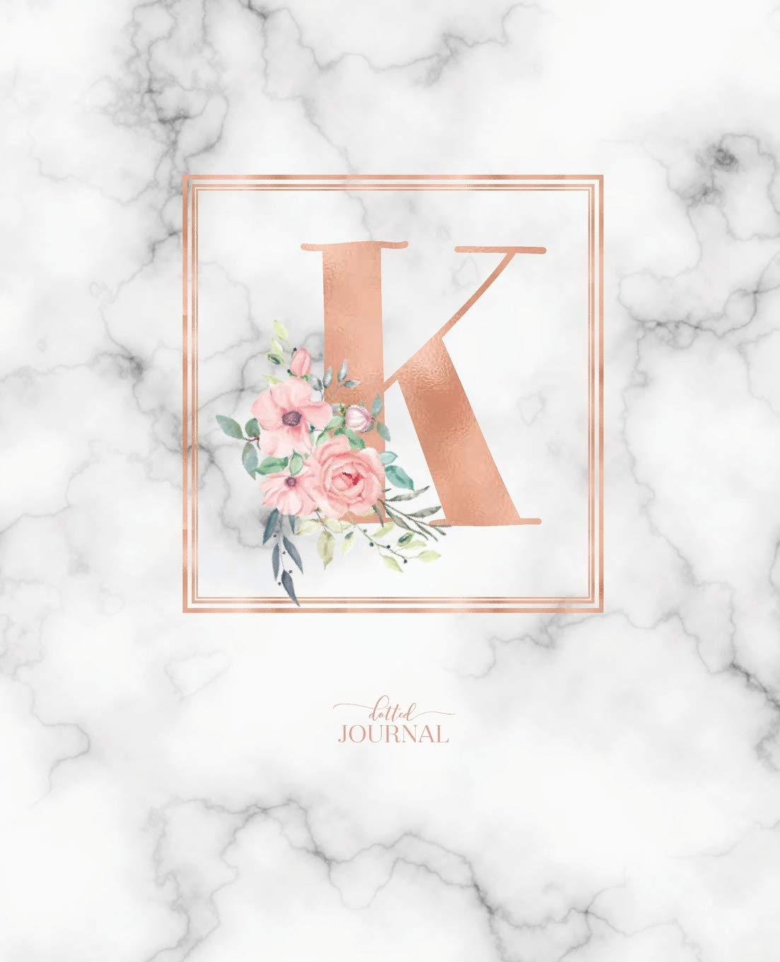 1103x1360 Dotted Journal: Dotted Grid Bullet Notebook Journal Rose Gold Monogram Letter K Marble with Pink Flowers (7.5” x 9.25”) for Women Teens Girls and Kids: 9781790711727: Cute Little Journals: Books