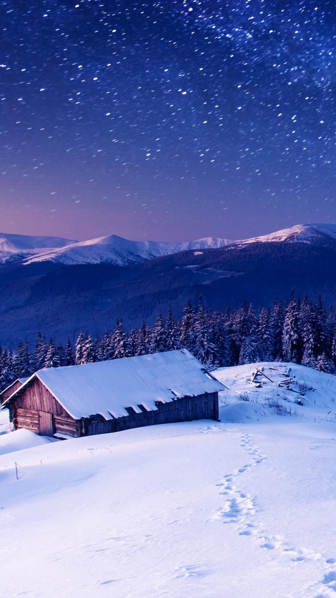 1080x1920 Sky Winter Stars Mountains 4k iPhone 6s, 6 Plus, Pixel xl , One Plus 3t, 5 HD 4k Wallpaper, Image, Background, Photo and Picture