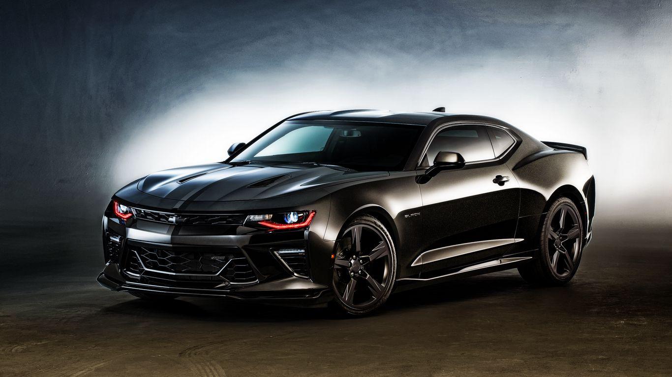 1366x768 Download wallpaper 1366x768 chevrolet, camaro, concept, black, side view tablet, laptop HD background