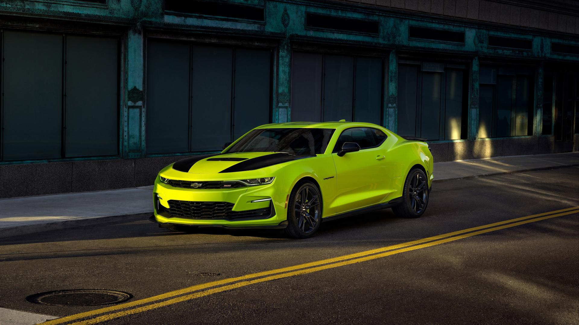 1920x1080 Download Sports car, green, Chevrolet Camaro SS wallpaper, 1920x Full HD, HDTV, FHD, 1080p