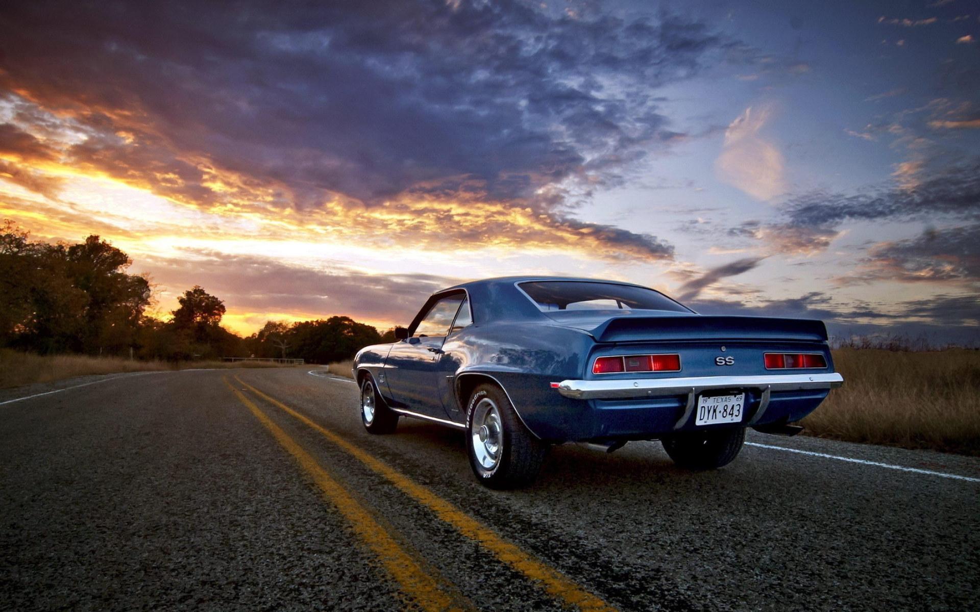 1920x1200 Chevrolet, Camaro, Ss, Evening, Asphalt, Road, Oldtimer, Vintage Wallpaper • Wallpaper For You
