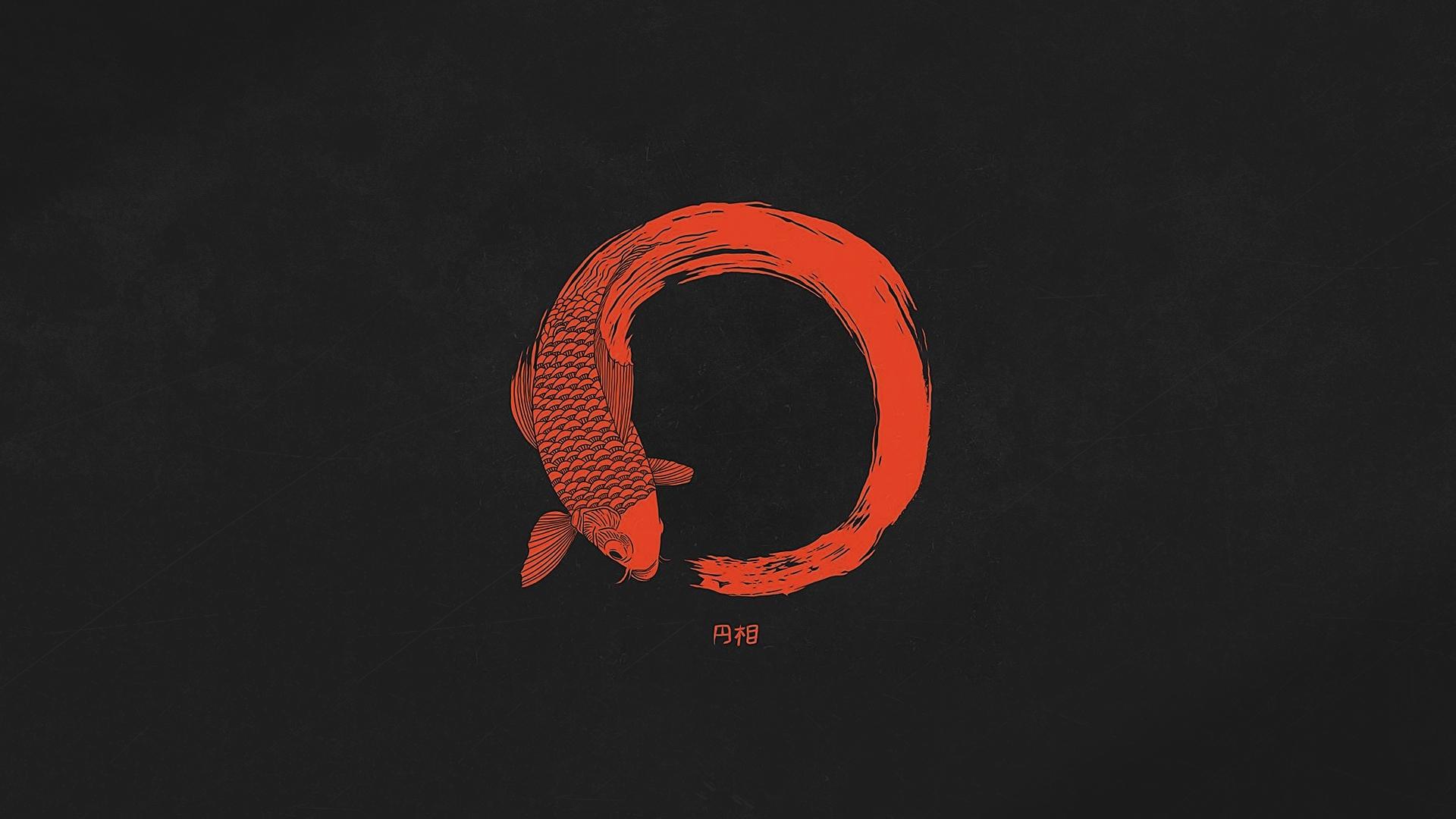 1920x1080 Desktop Wallpaper Minimal, Red Fish, Circle, HD Image, Picture, Background, Ioovj