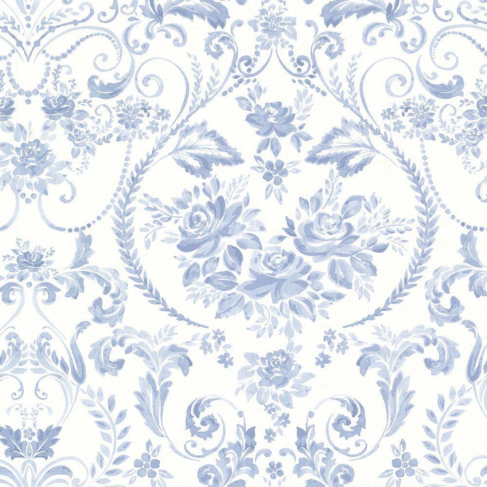 1000x1000 Blue Floral Victorian Wallpaper