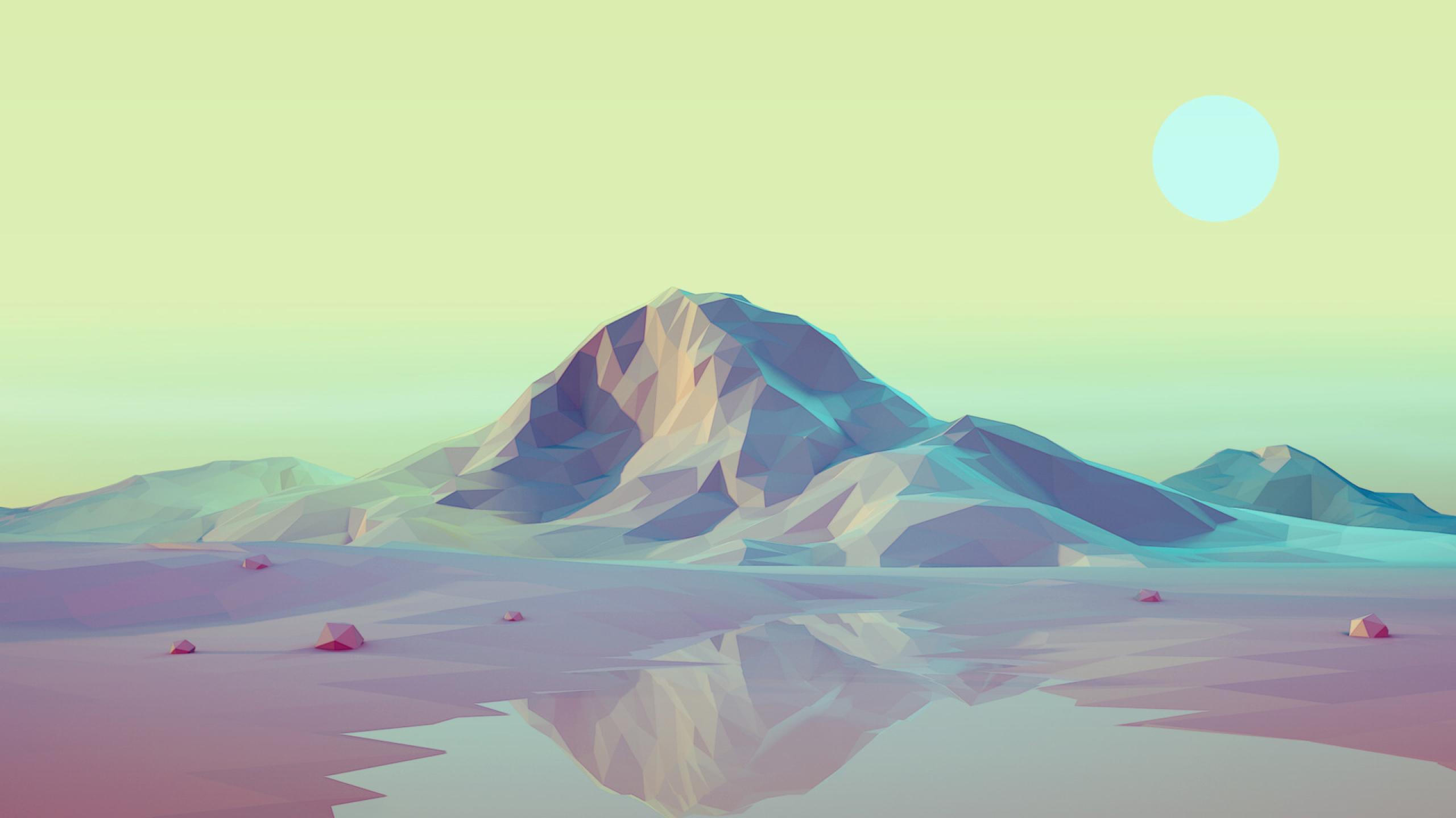 2560x1440 Low Poly Sunrise Mountain Portrait 1440P Resolution Wallpaper, HD Artist 4K Wallpaper, Image, Photo and Background