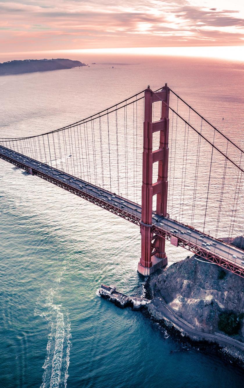 840x1336 Download Golden Gate Bridge, sea, architecture, aerial view wallpaper, 840x iPhone iPhone 5S, iPhone 5C, iPod Touch