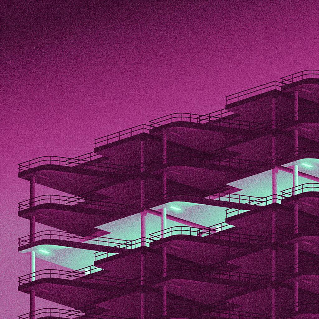 1024x1024 Architecture Minimal Red Illustration Art Wallpaper